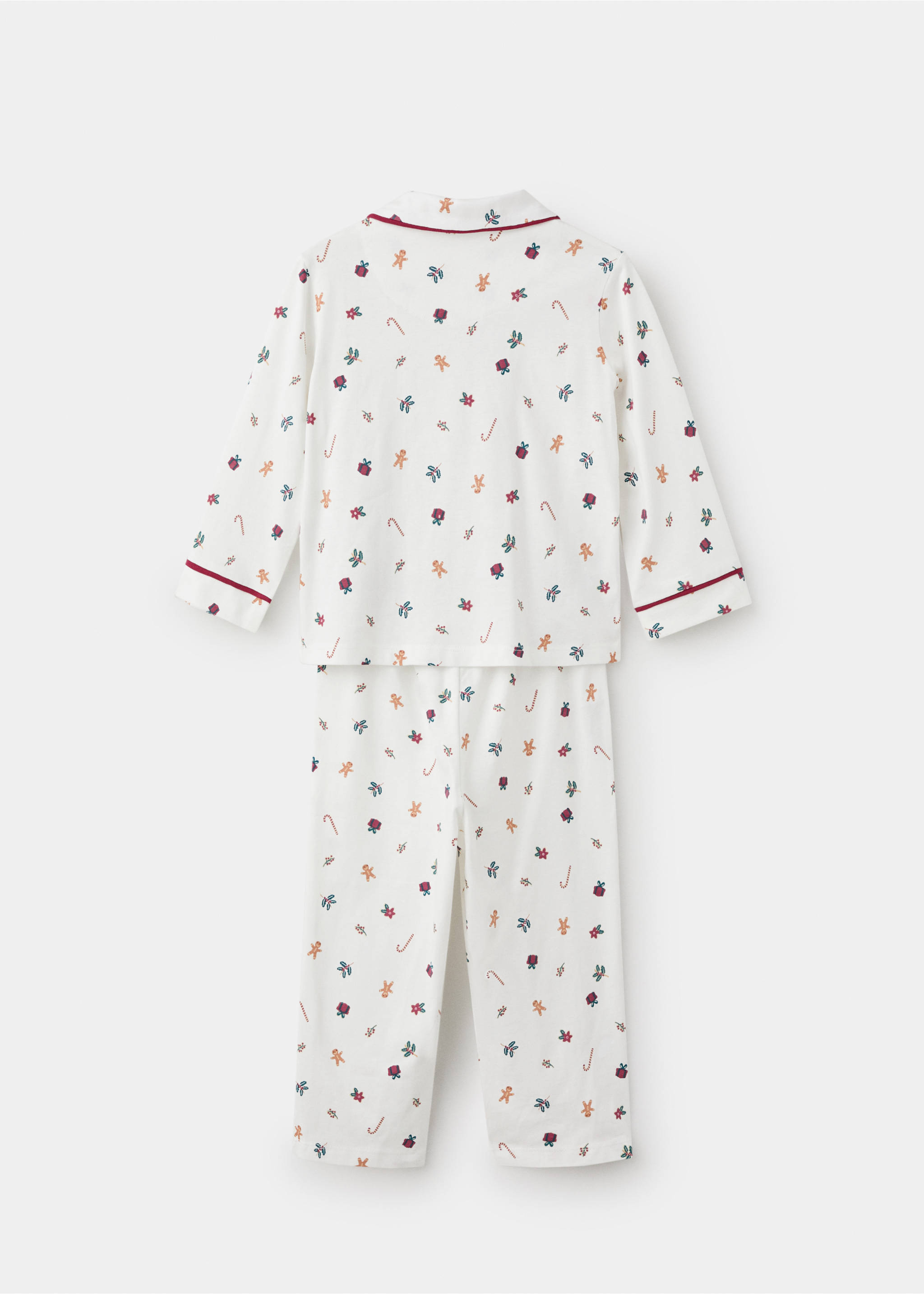 Lange pyjama met print - Achterkant van het artikel, Gebroken wit. Ref: 17039096-00.