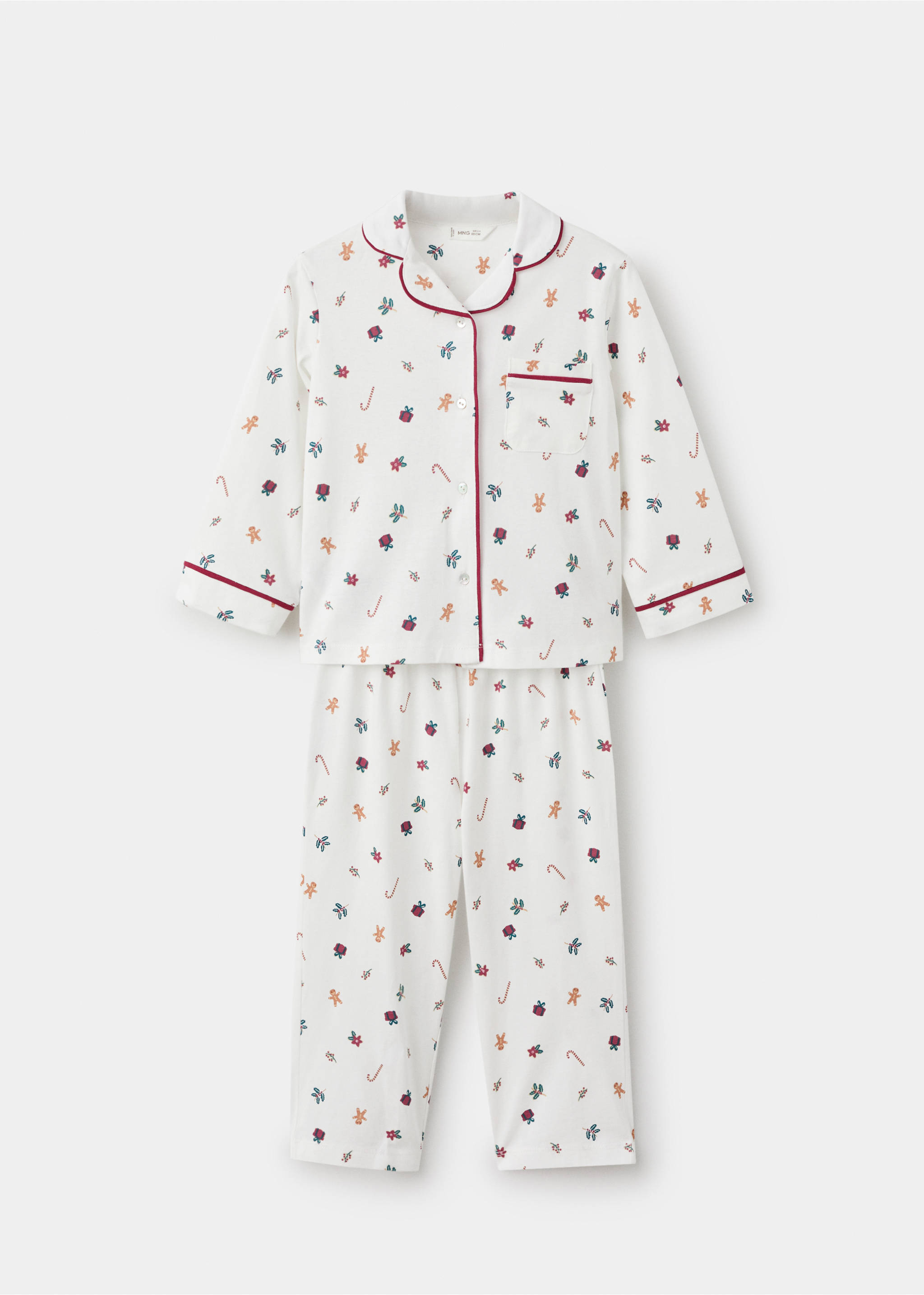 Langer, bedruckter Pyjama - Artikel ohne Model, Cremeweiß. Ref: 17039096-00.