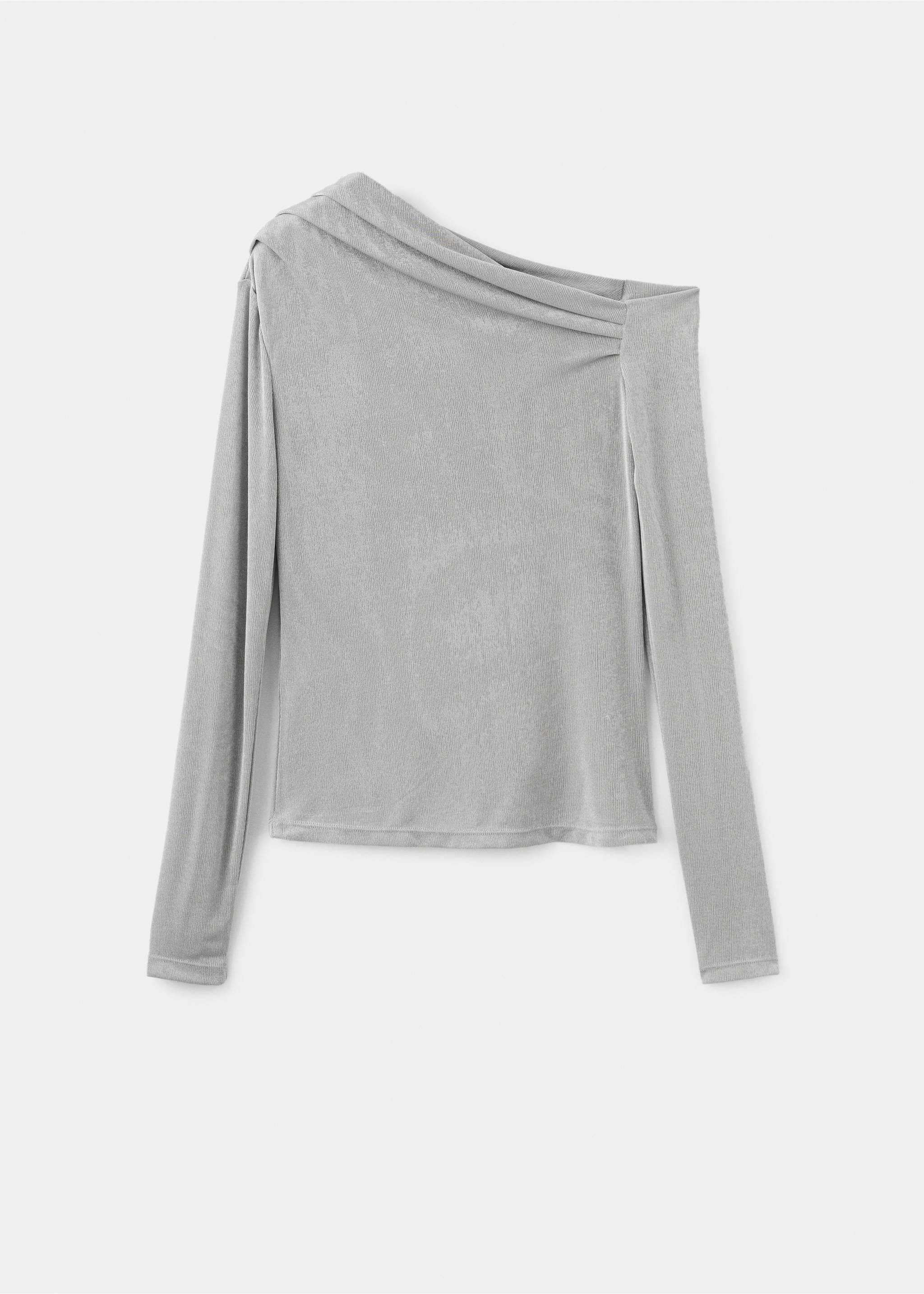 Asymmetrical long-sleeved t-shirt - Article without model, Grey. Ref: 17039109-00.