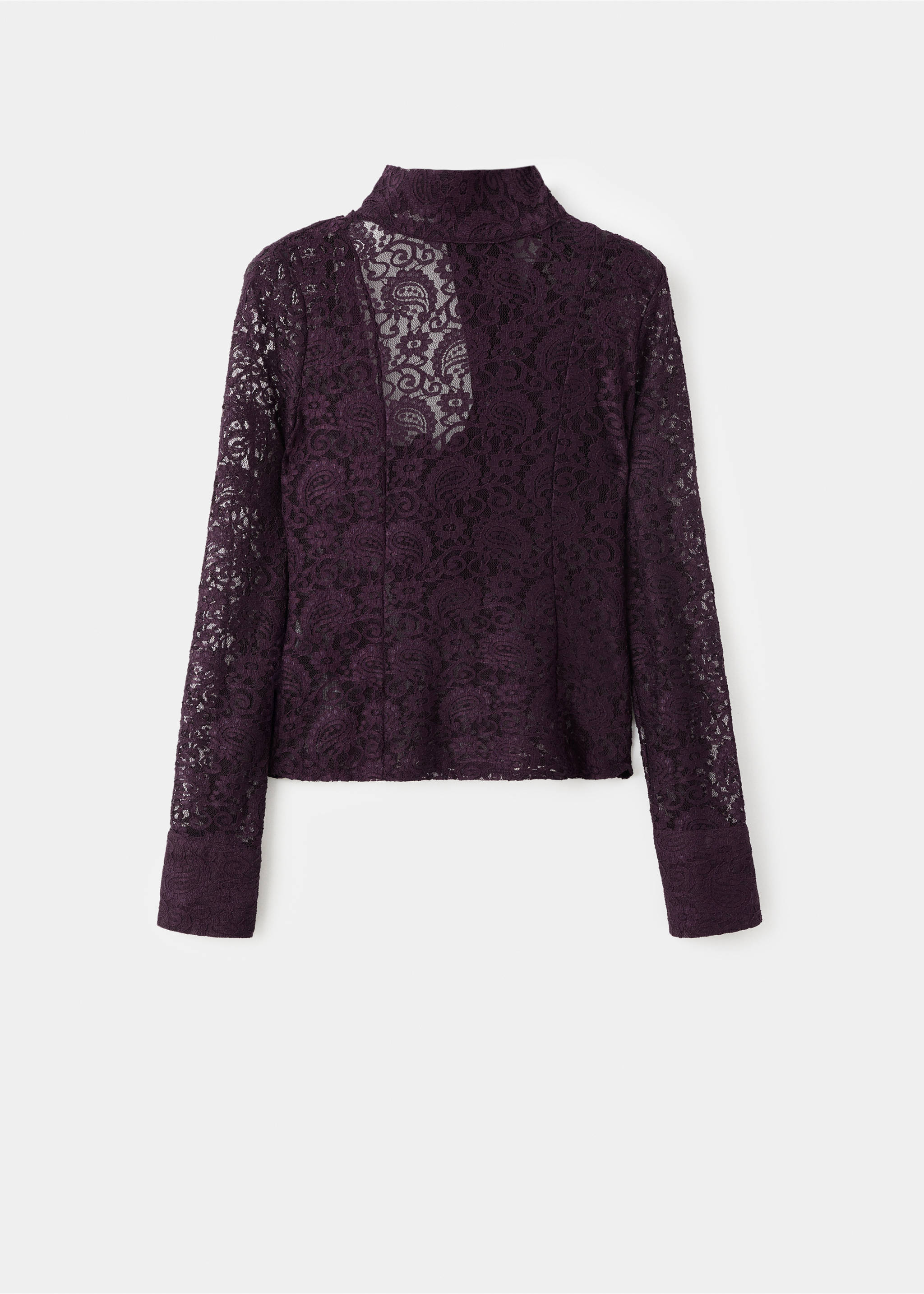 Lace shirt with scarf - Article without model, Wine. Ref: 17039112-00.