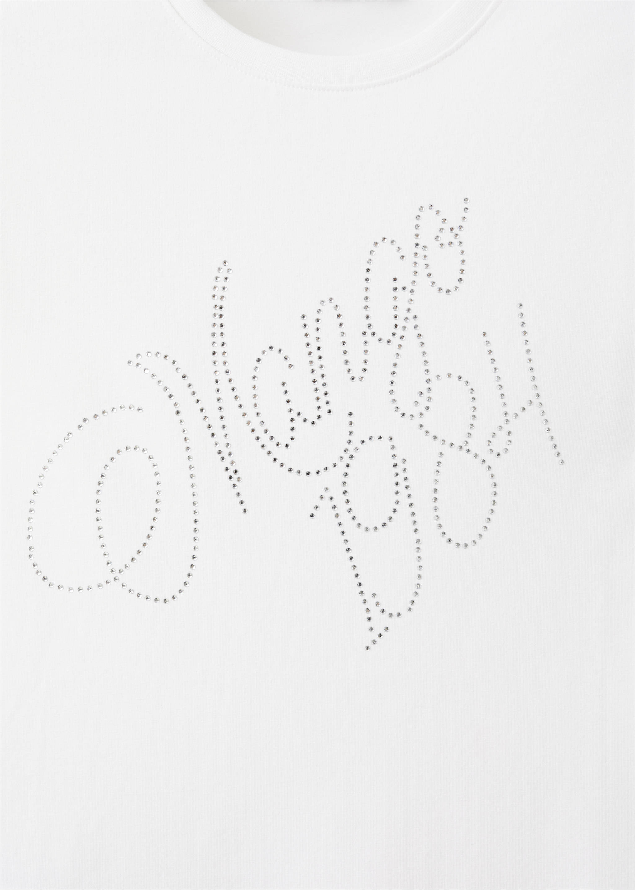 Rhinestone message t-shirt - Details of the article 0, White. Ref: 17039116-00.