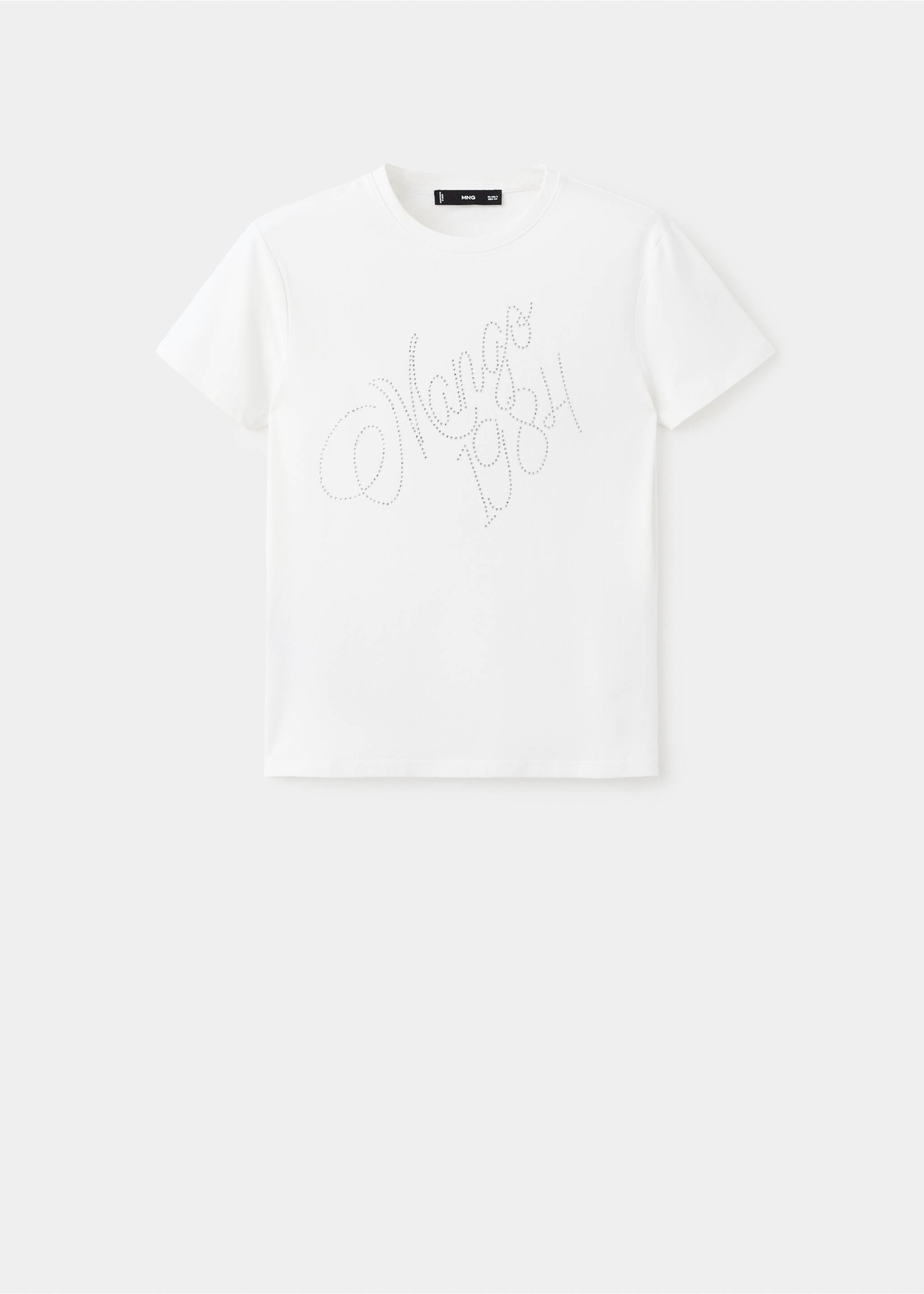 Rhinestone message t-shirt - Article without model, White. Ref: 17039116-00.