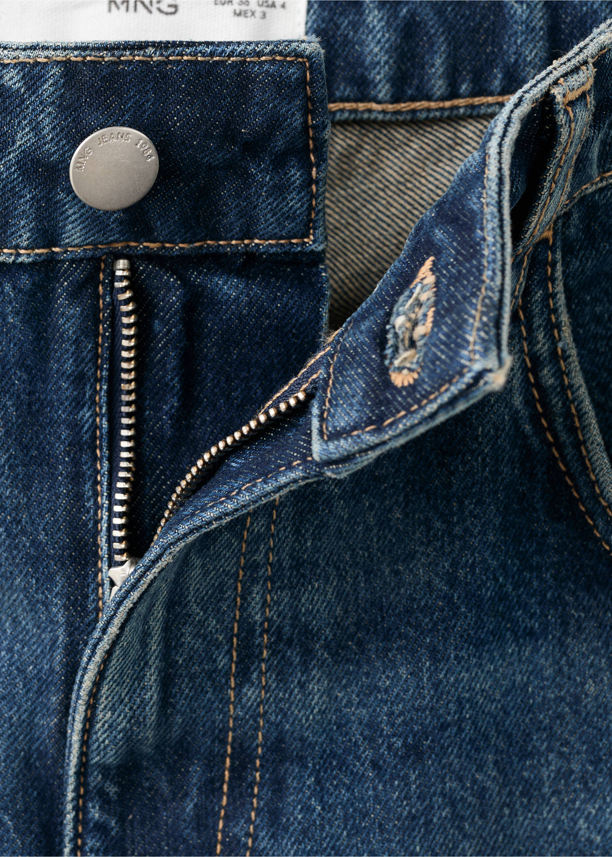 Flare-Jeans mit niedrigem Bund - Detail des Artikels 8, Dunkelblau. Ref: 17039117-00.