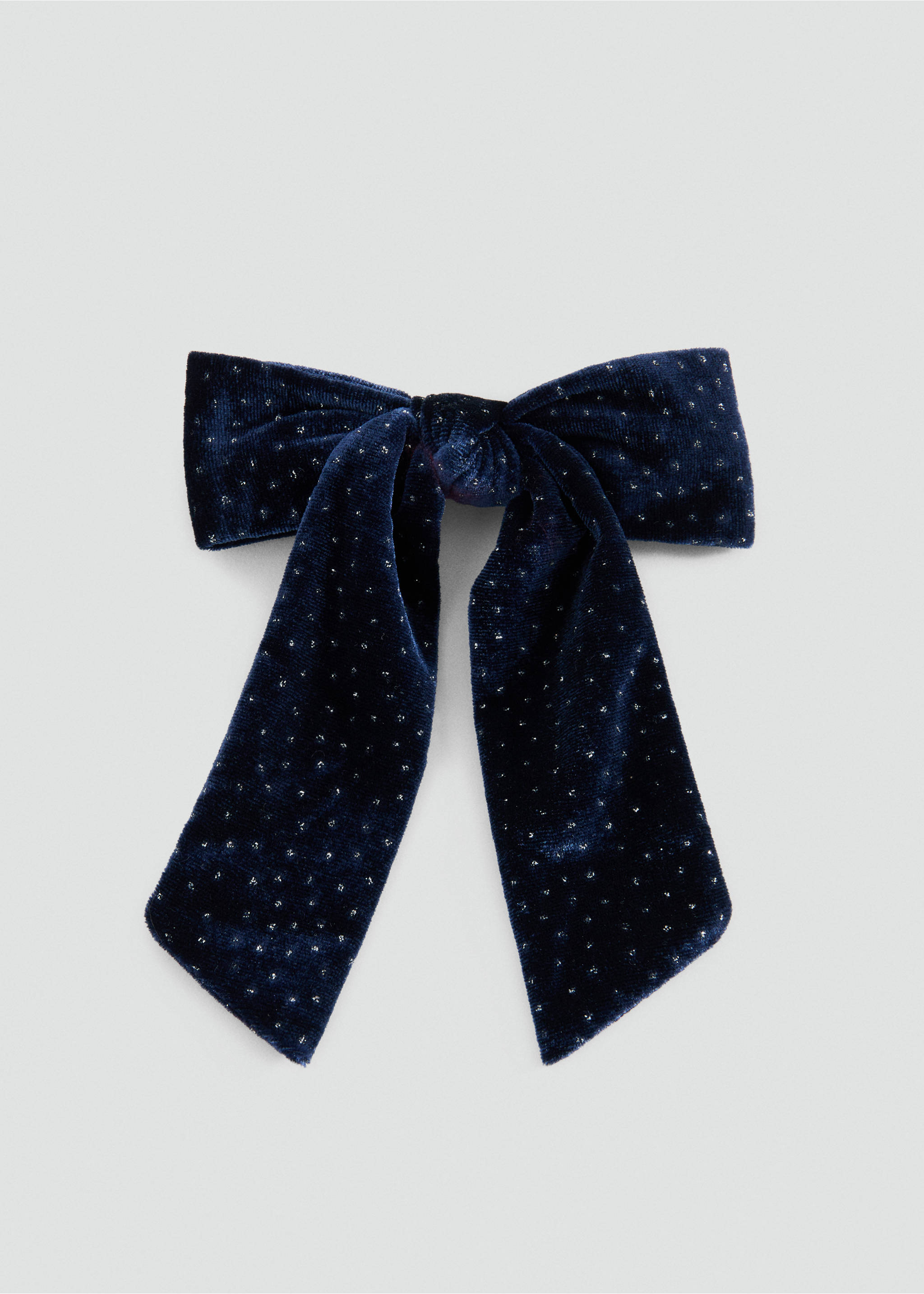 Velvet bow hairclip - Article without model, Navy. Ref: 17039211-00.