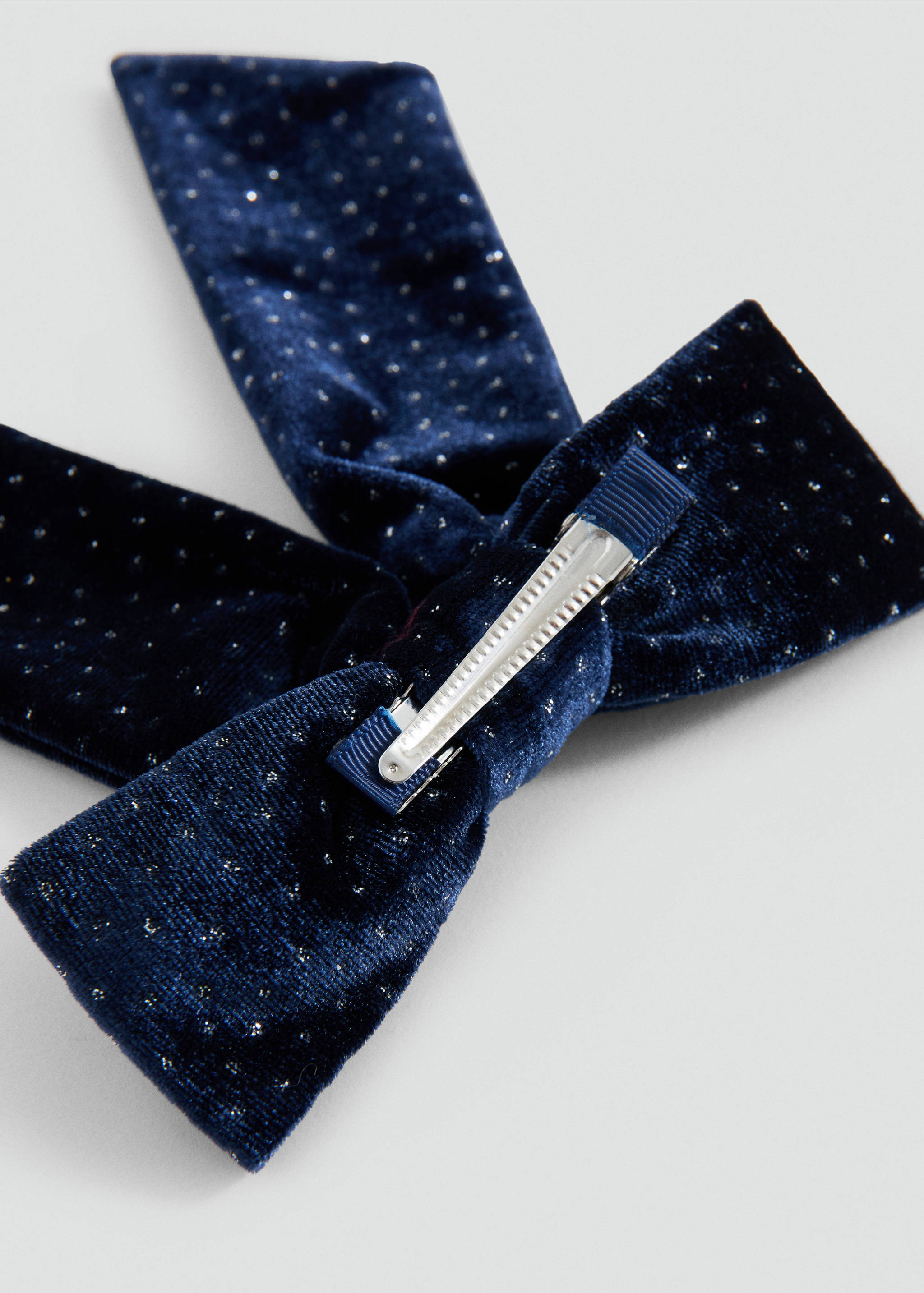 Velvet bow hairclip - Medium plane, Navy. Ref: 17039211-00.