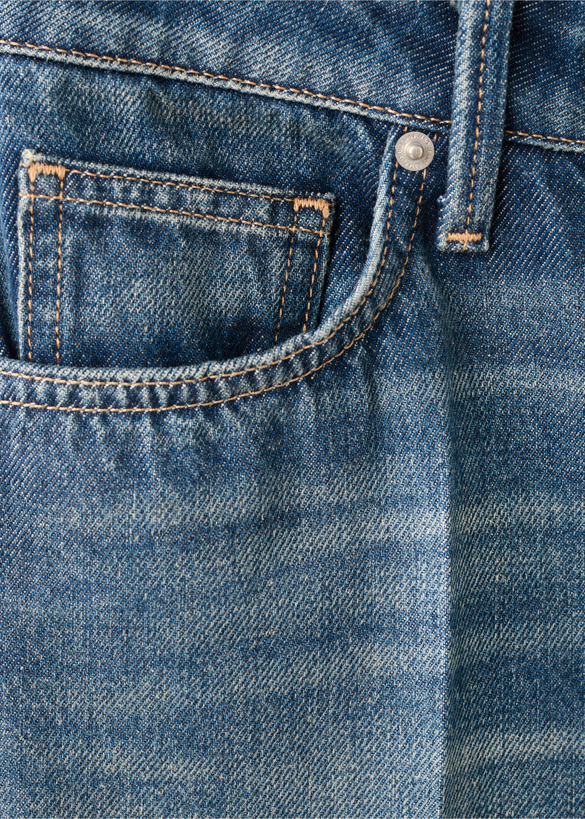 Straight-leg jeans with seam stitching - Details of the article 0, Dark Vintage Blue. Ref: 17039213-00.