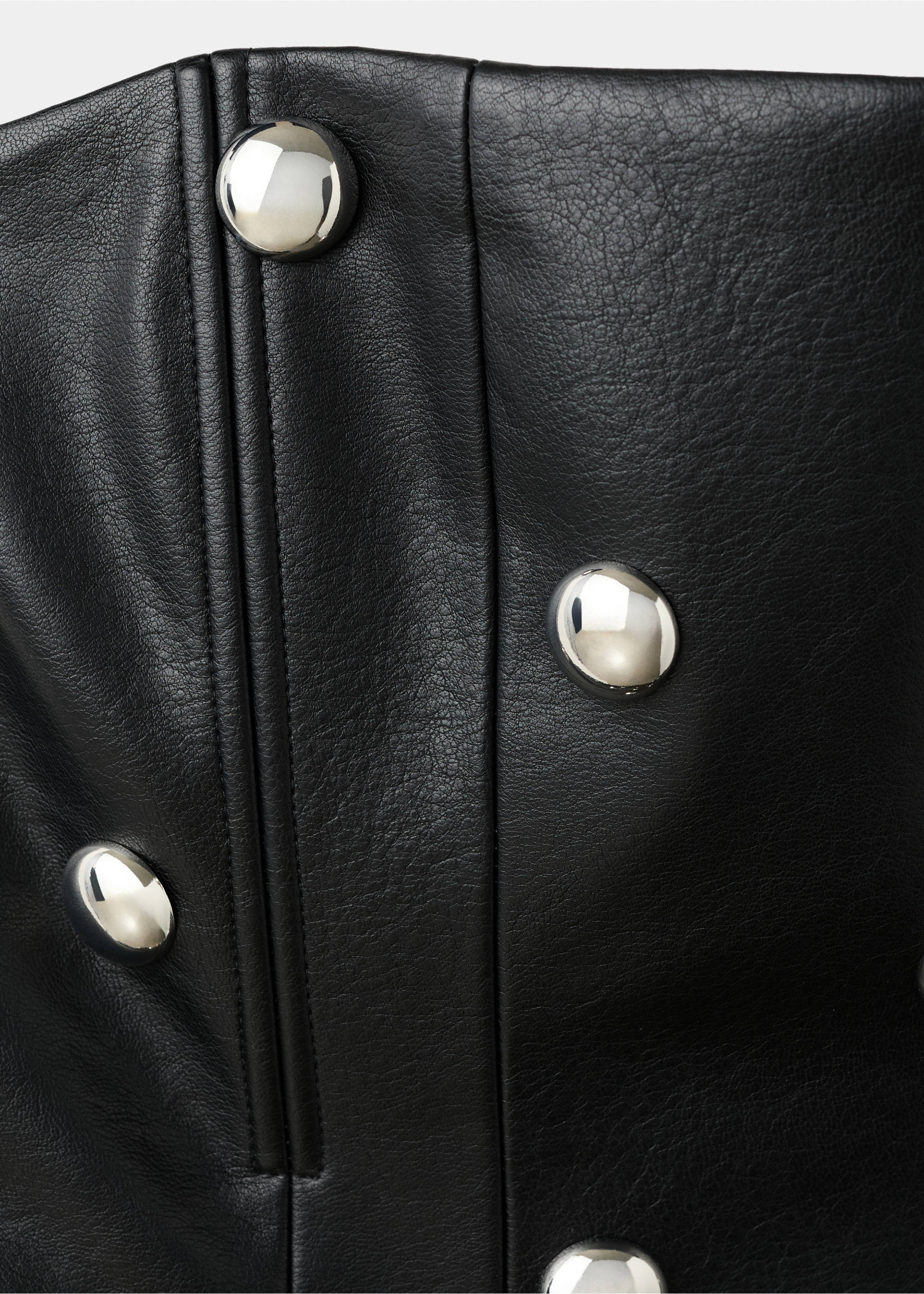 Studded faux-leather dress - Details of the article 8, Black. Ref: 17039406-00.