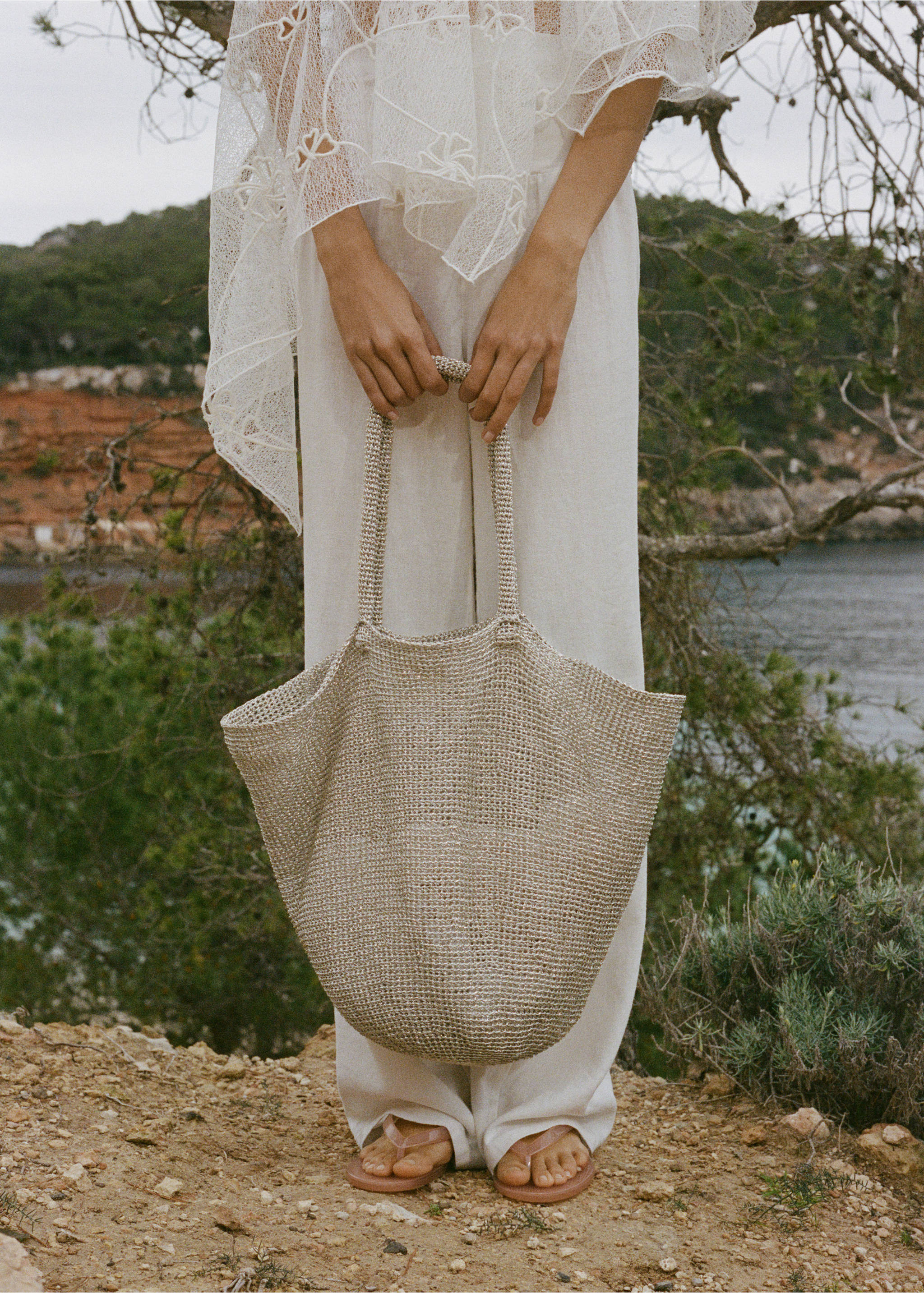 Mesh shopper bag - Details of the article 9, Silver. Ref: 17041122-00.