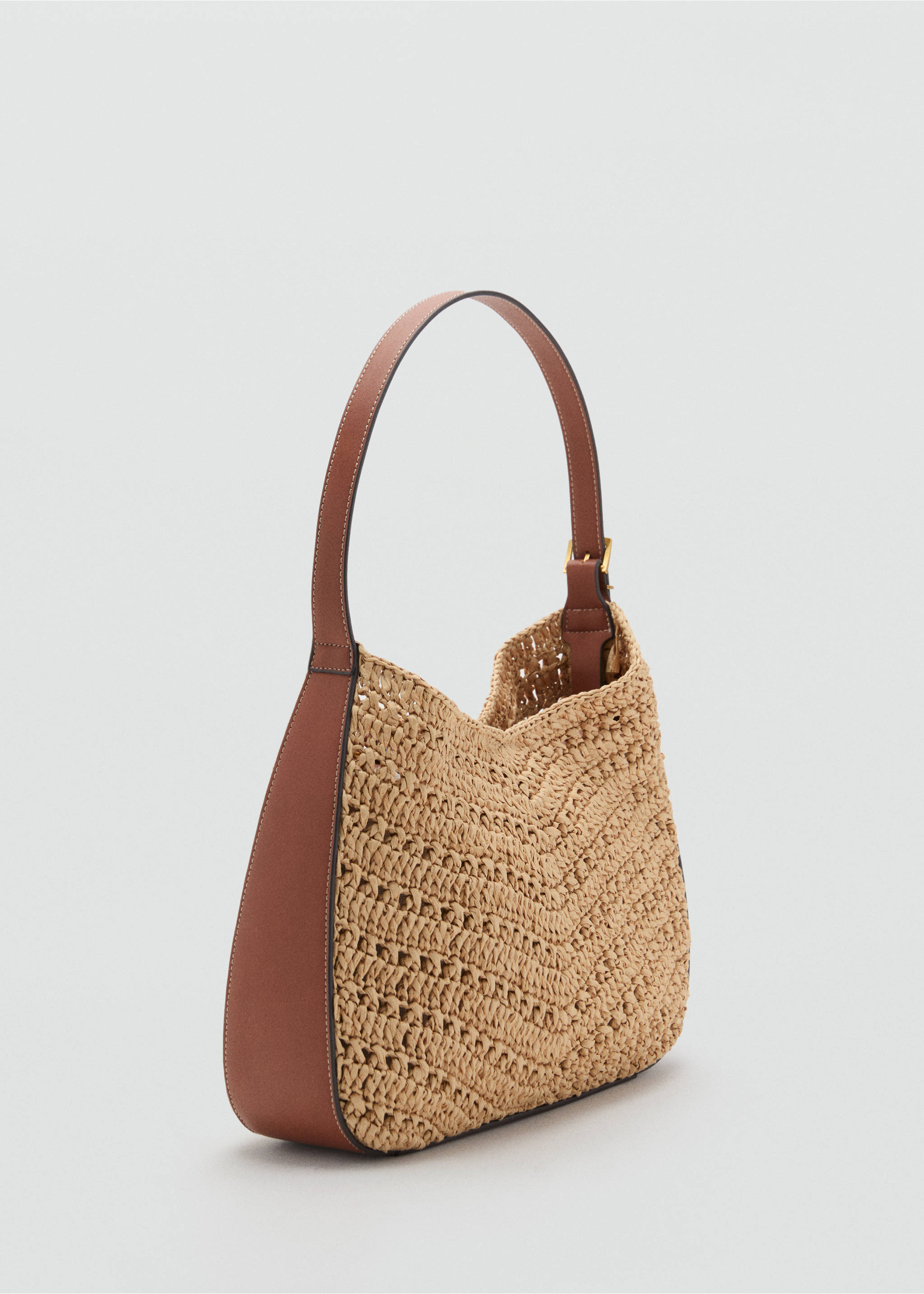 Natural fibre shoulder bag - Medium plane, Leather. Ref: 17041124-00.