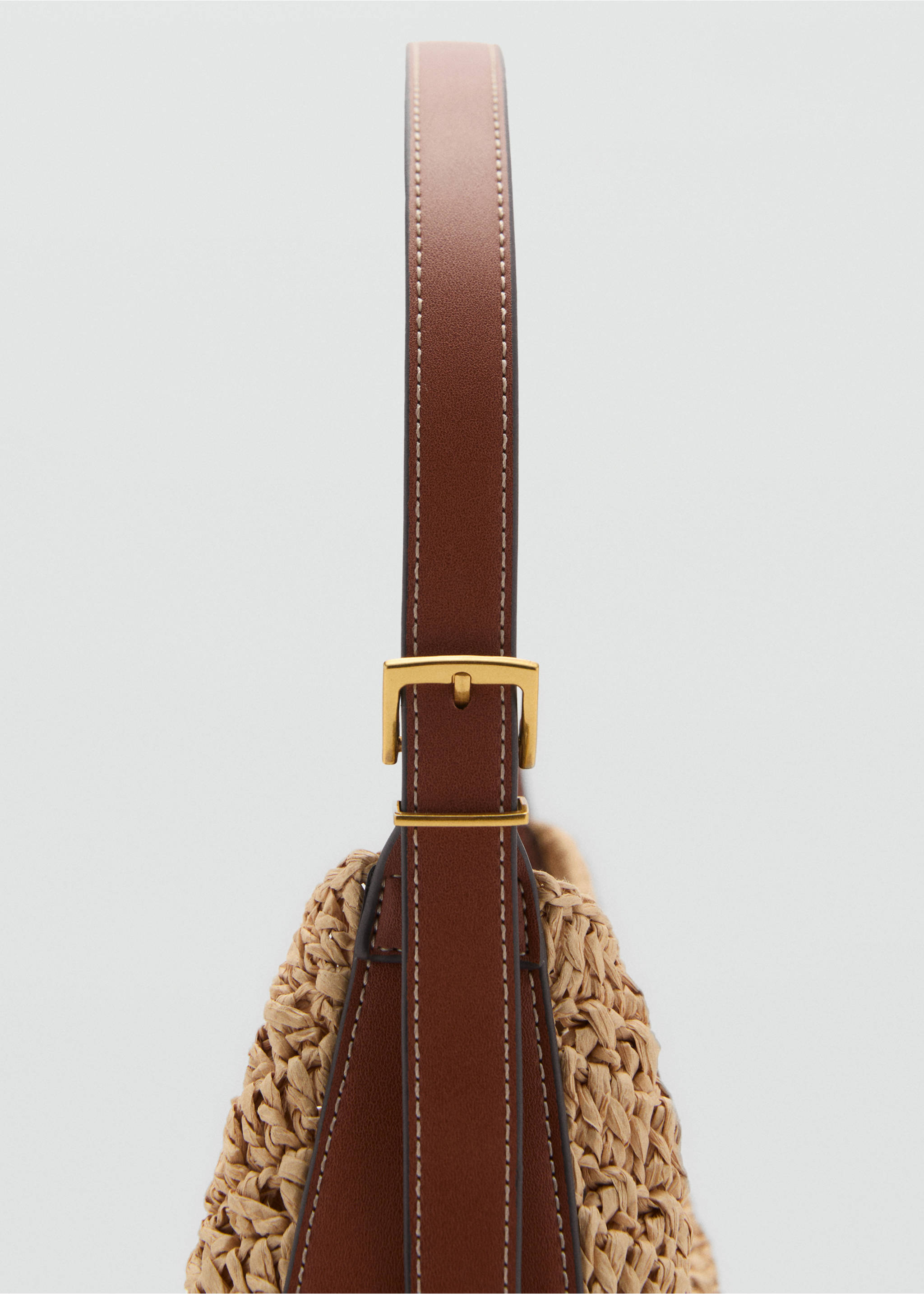 Natural fibre shoulder bag - Details of the article 1, Leather. Ref: 17041124-00.