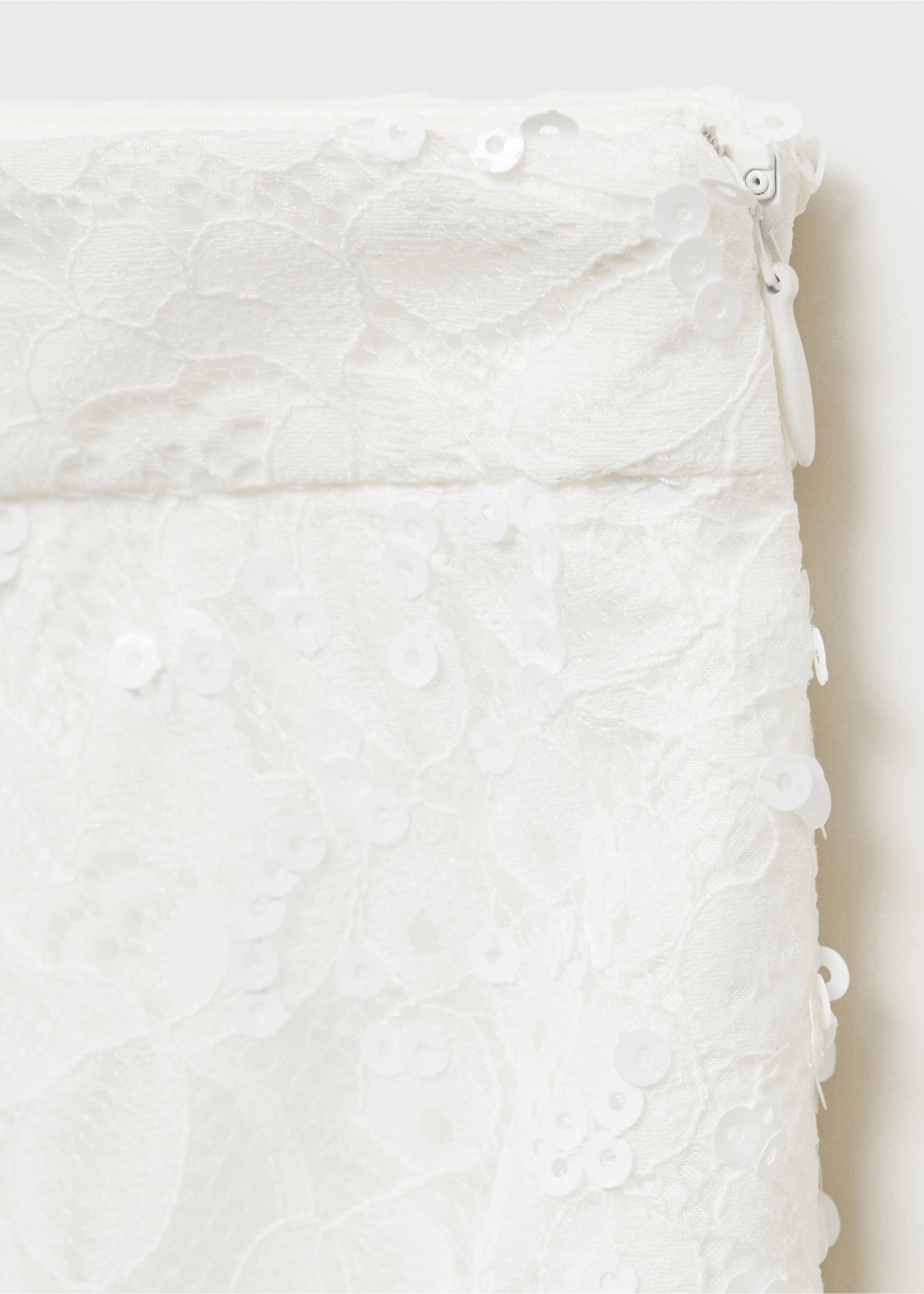 Long lace skirt - Details of the article 8, White. Ref: 17041126-00.