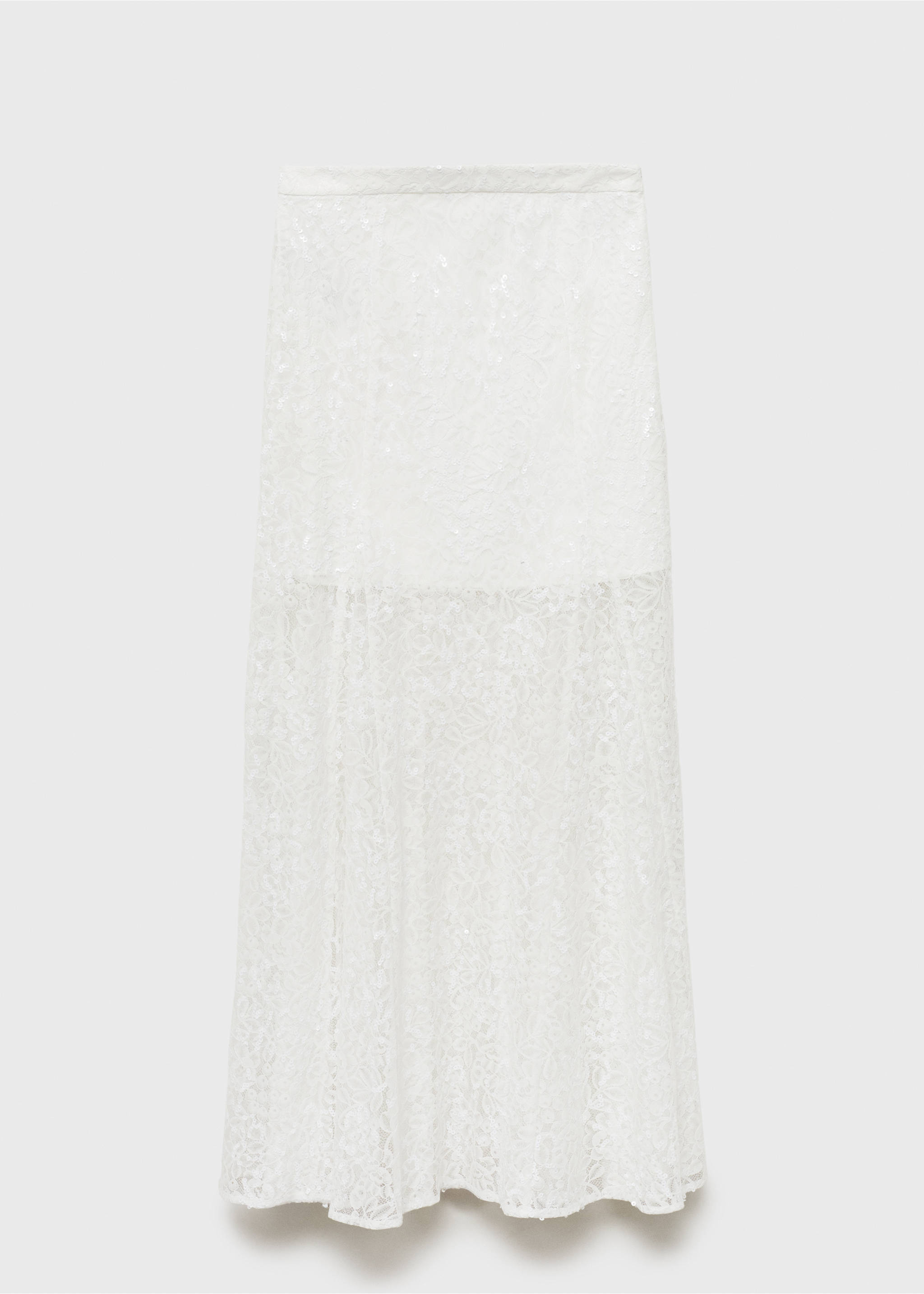 Long lace skirt - Article without model, White. Ref: 17041126-00.