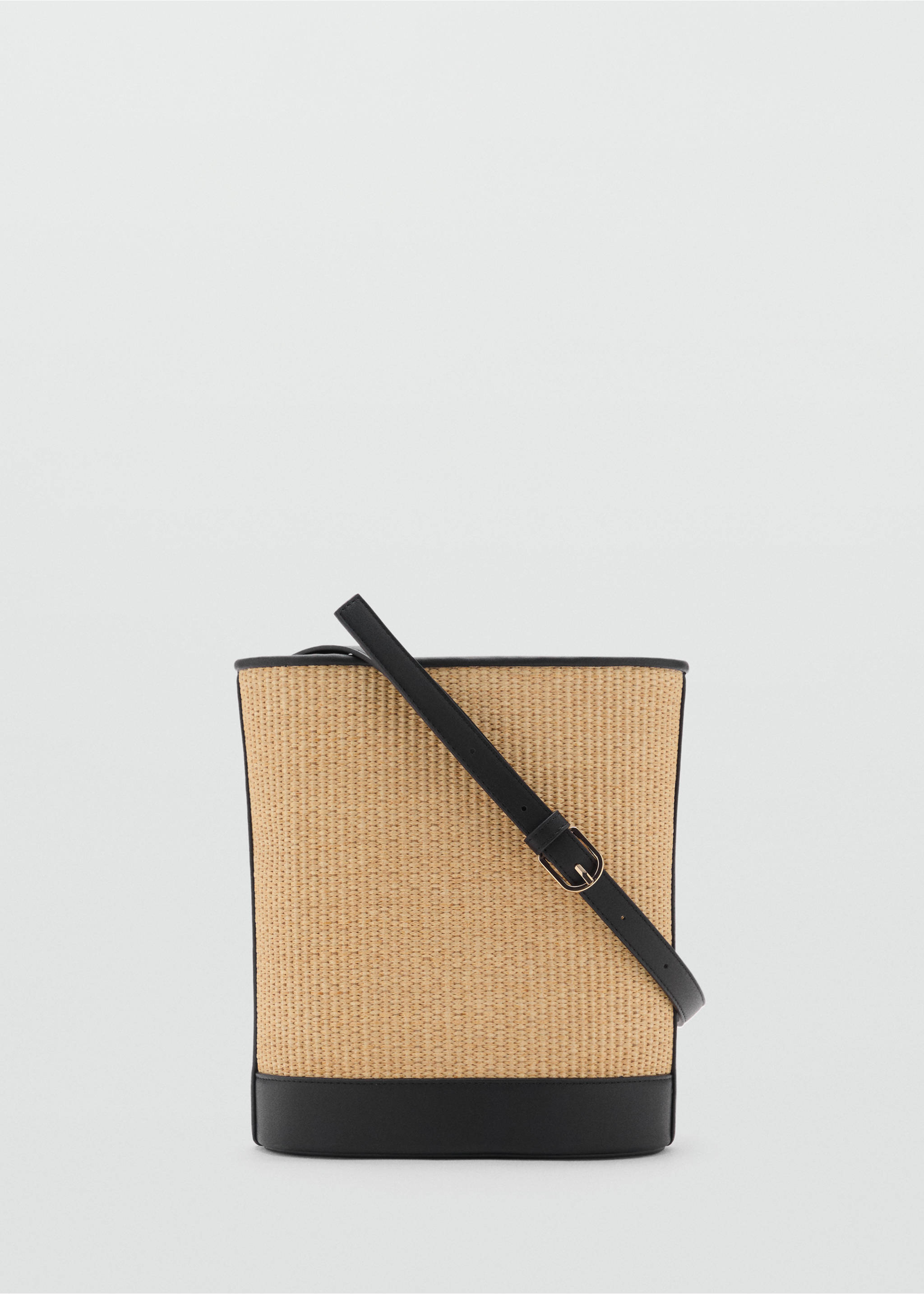 Medium raffia-effect bucket bag - Article without model, Black. Ref: 17041128-00.