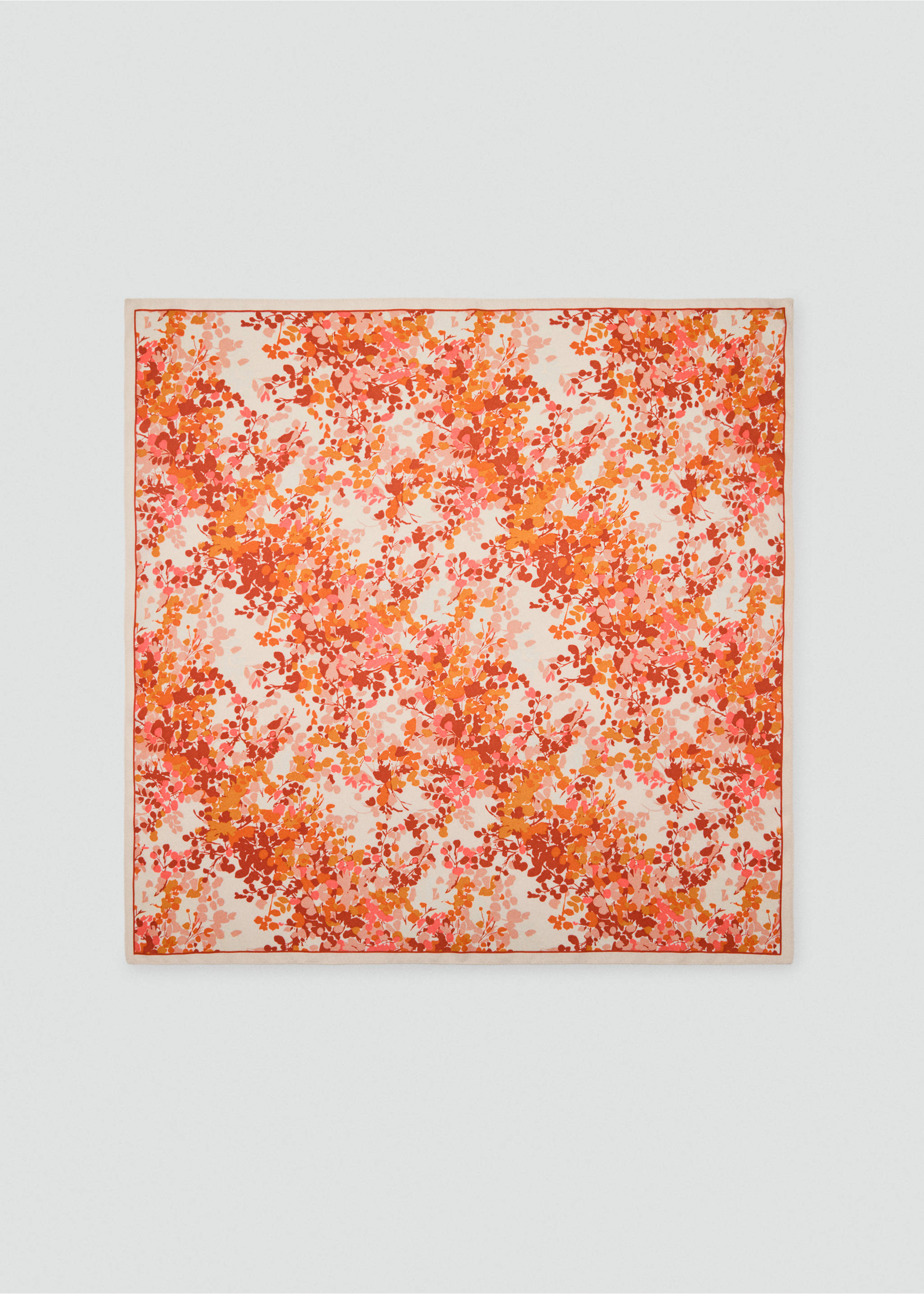 Mini flower-print scarf - Article without model, Orange. Ref: 17041130-00.