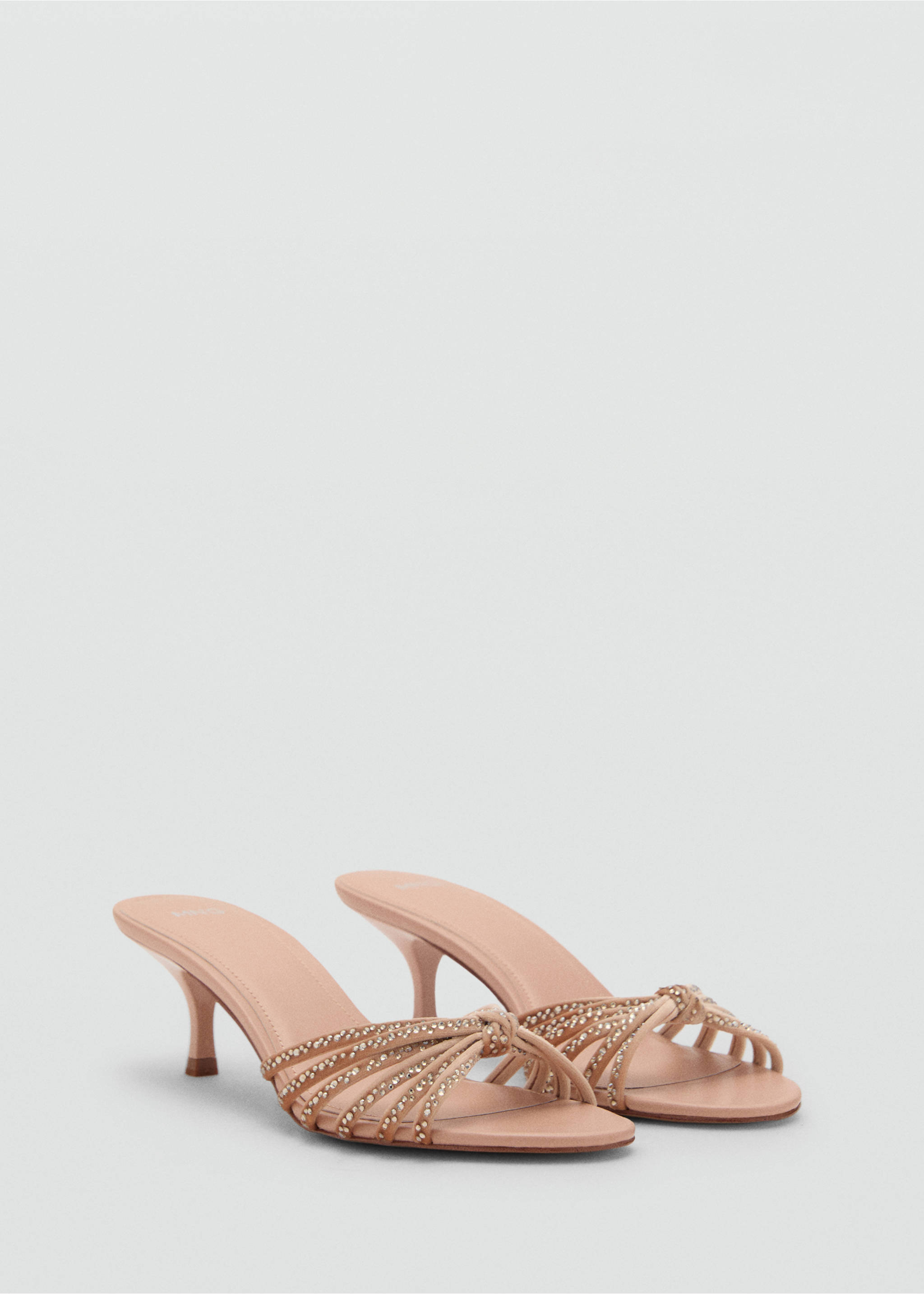Sandales talon kitten strass - Plan moyen, Nude. Ref: 17041135-00.