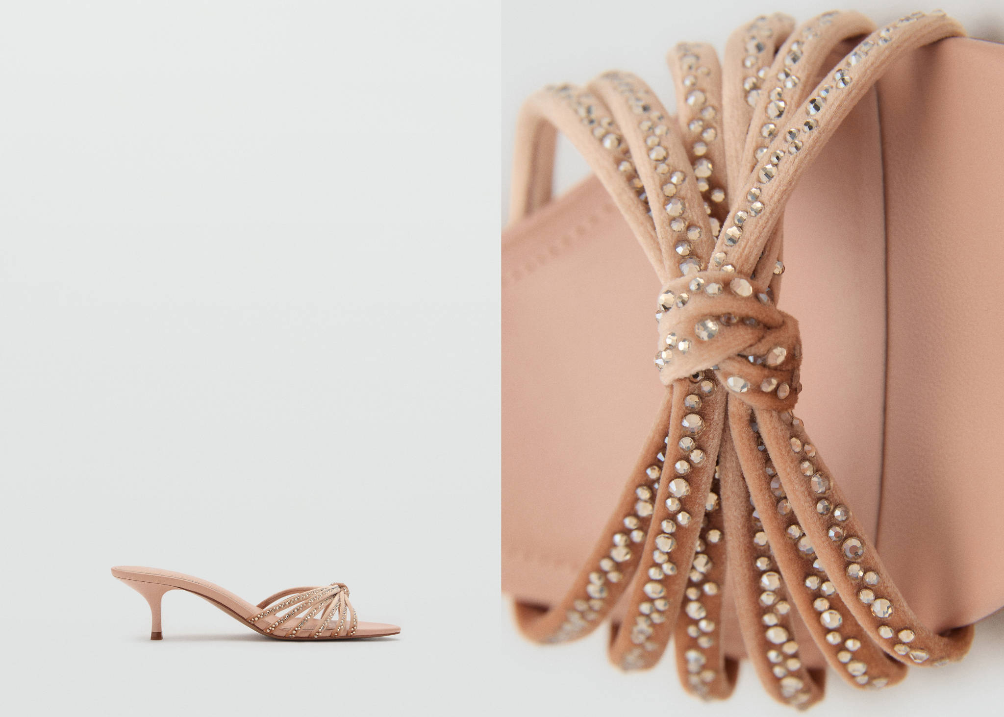 Rhinestone kitten heel sandals - Panoramic plane