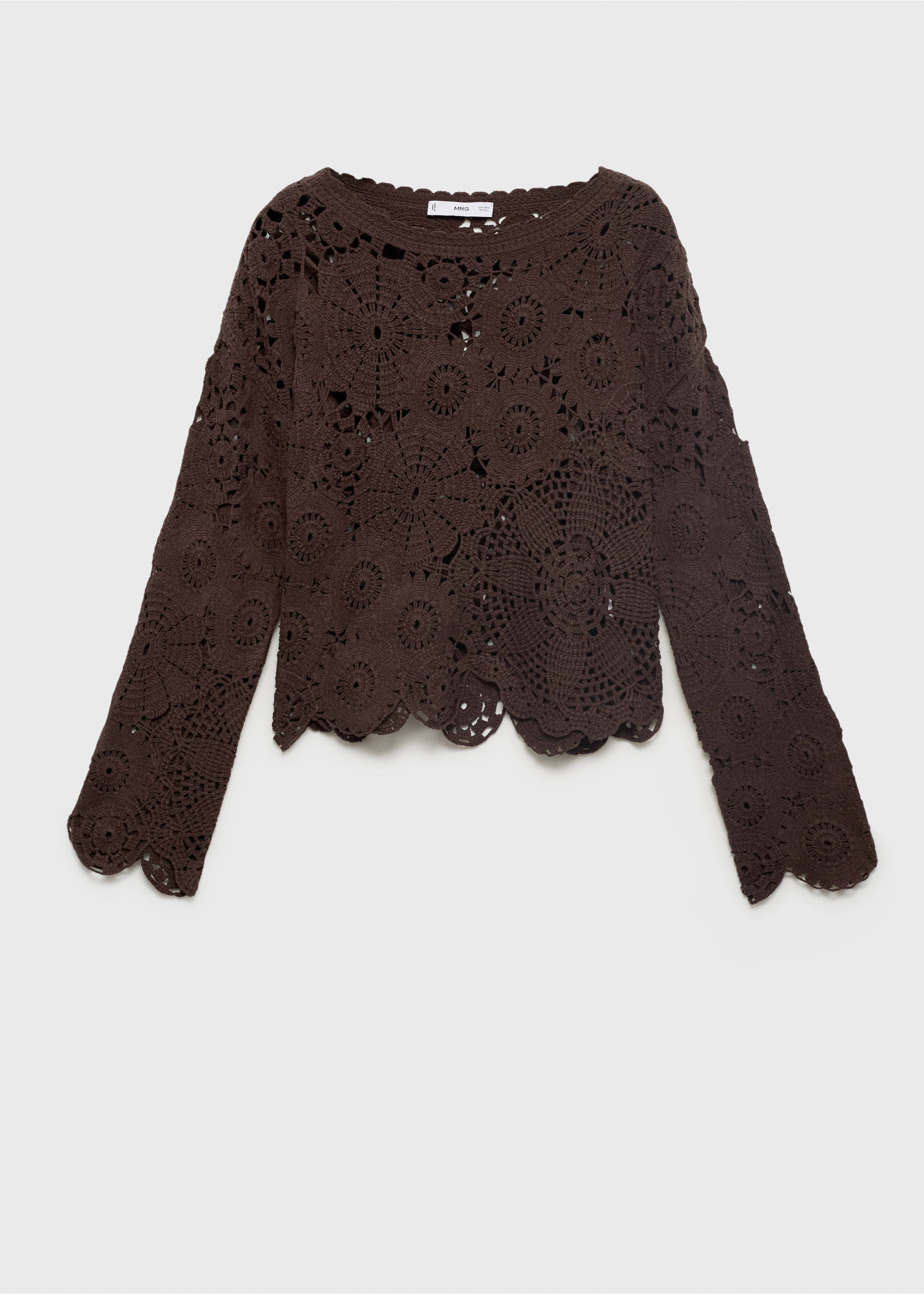 Crochet trui met bloemen - Artikel zonder model, Chocoladebruin. Ref: 17041136-00.