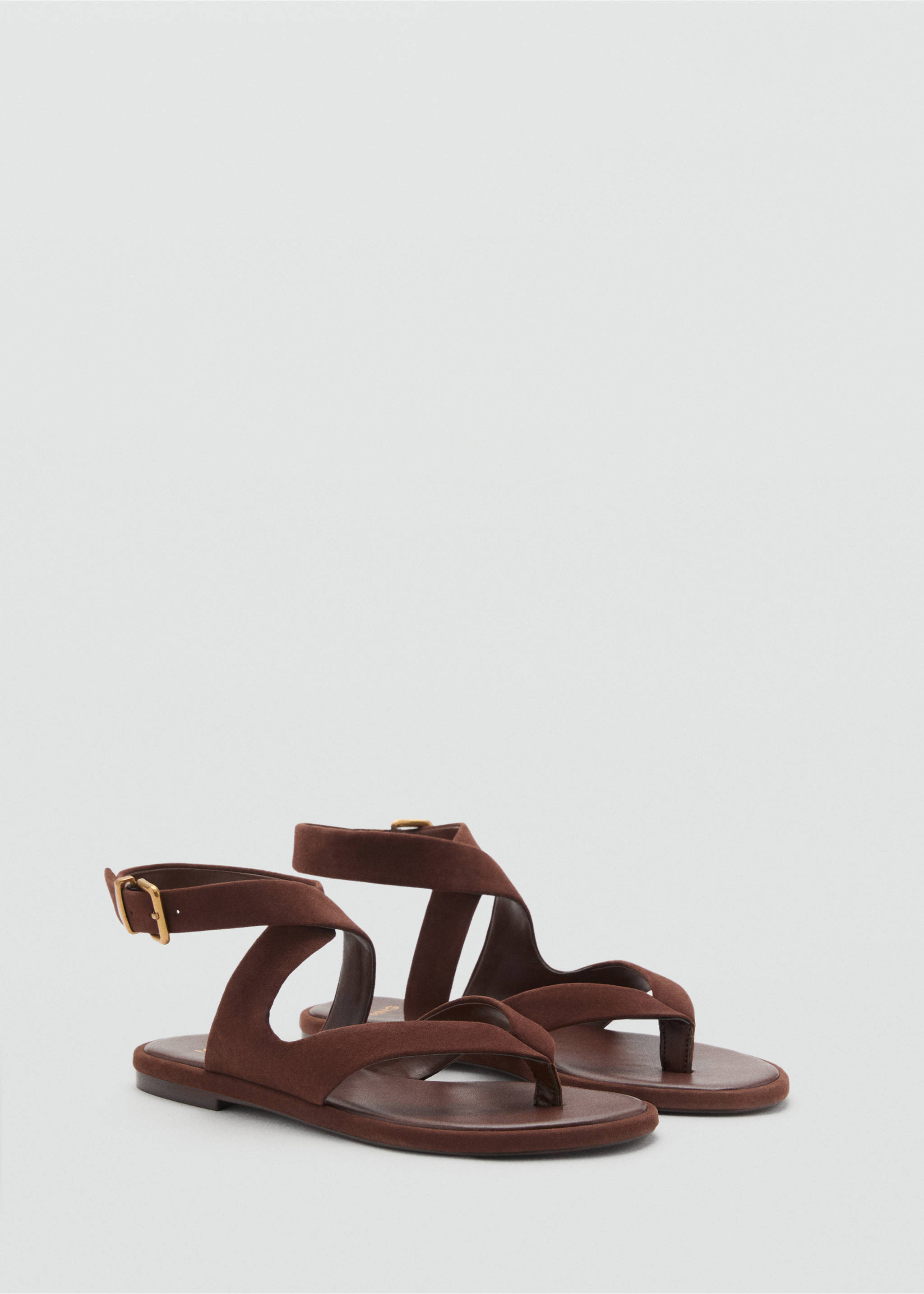 Suede straps sandals - Medium plane, Chocolate. Ref: 17041140-00.