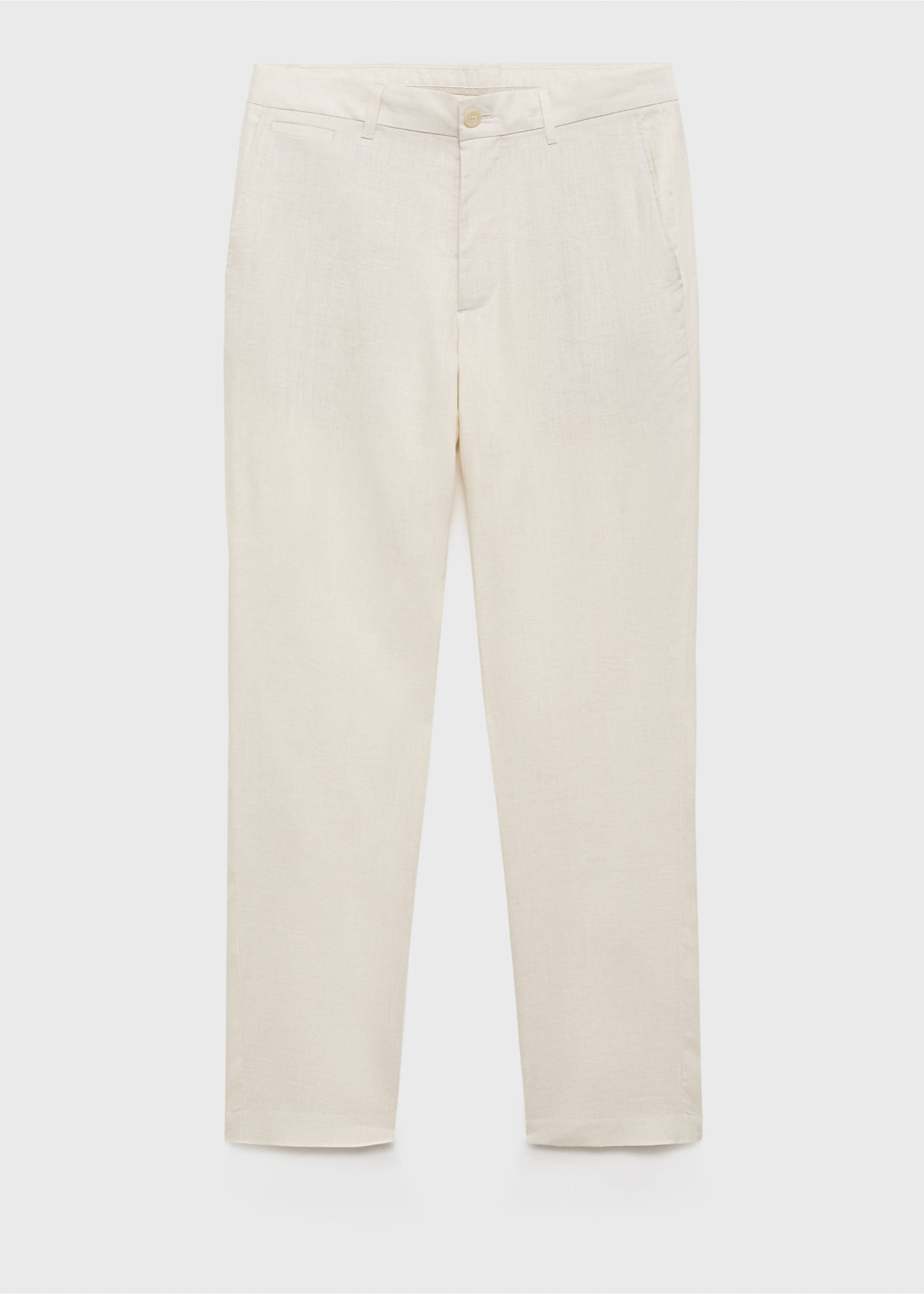 Slim-fit 100% linen trousers - Article without model, Off White. Ref: 17041143-00.