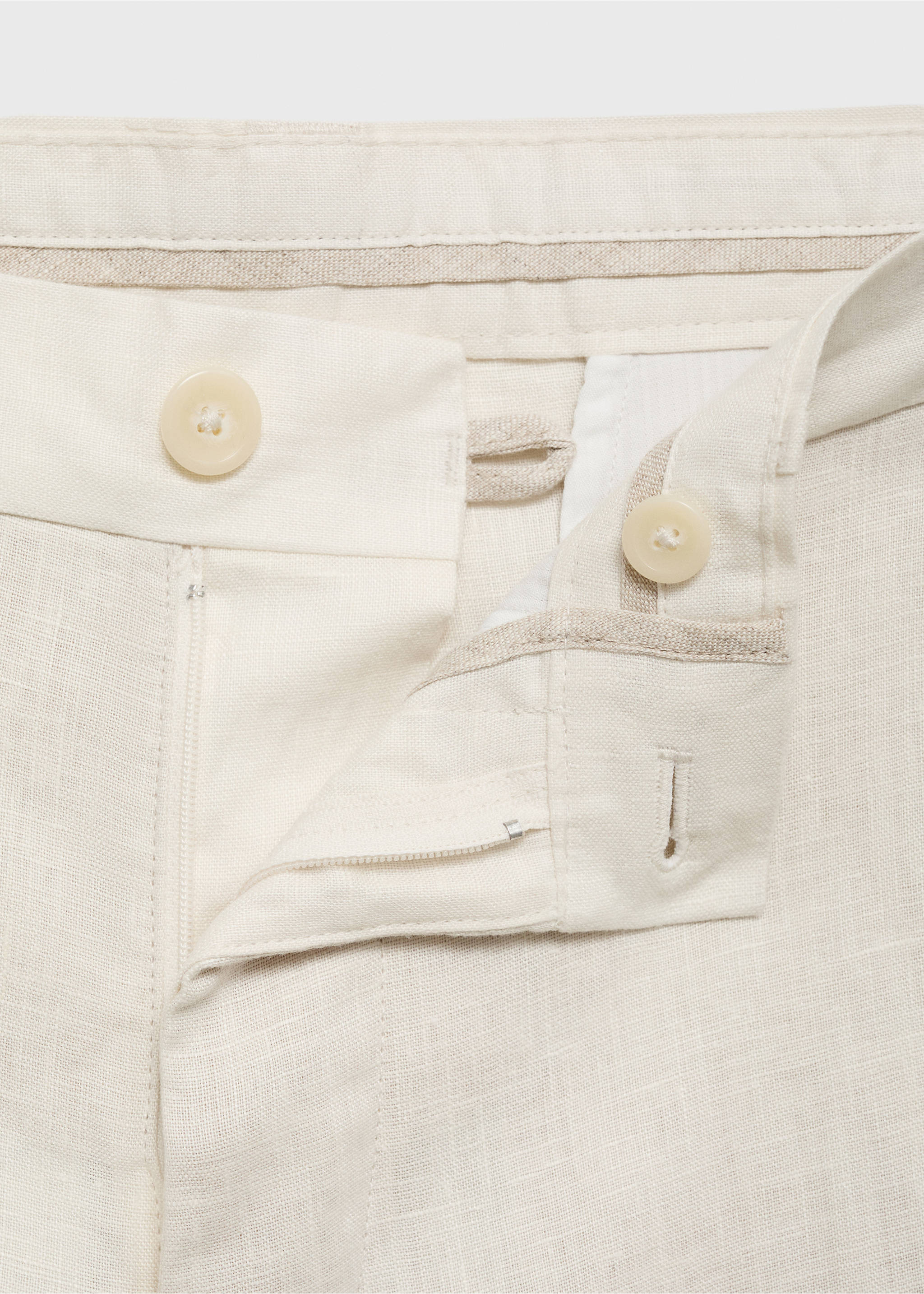 Slim-fit 100% linen trousers - Details of the article 8, Off White. Ref: 17041143-00.