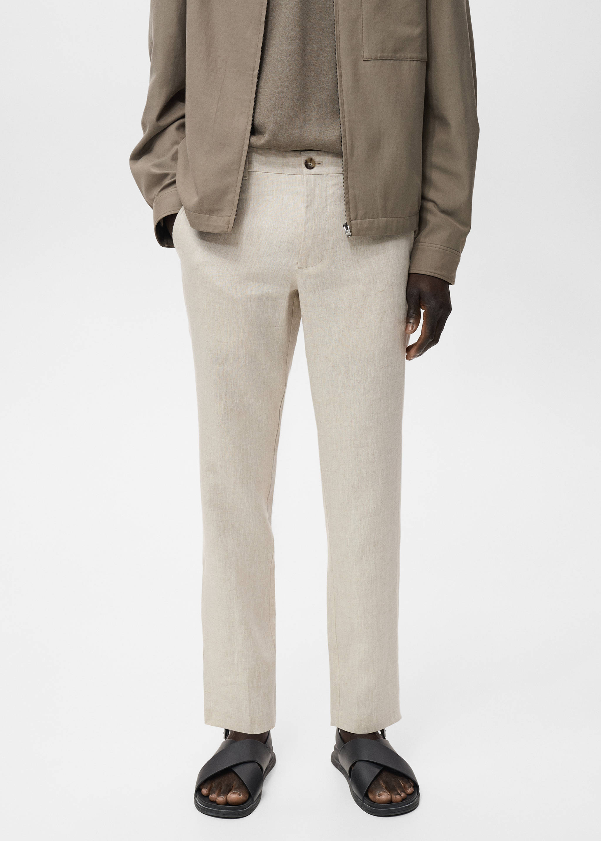 Slim-fit 100% linen trousers - Medium plane