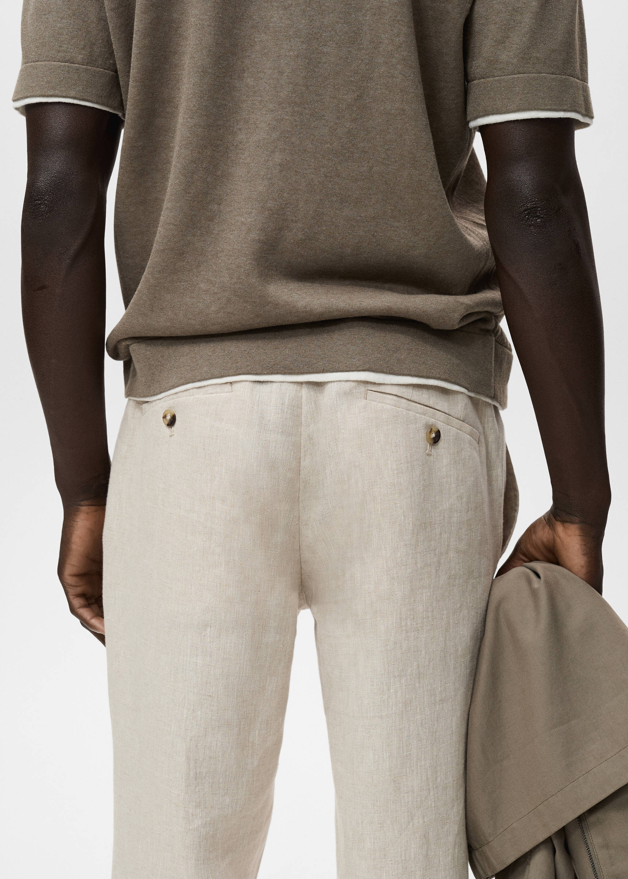 Slim-fit 100% linen trousers - Details of the article 6