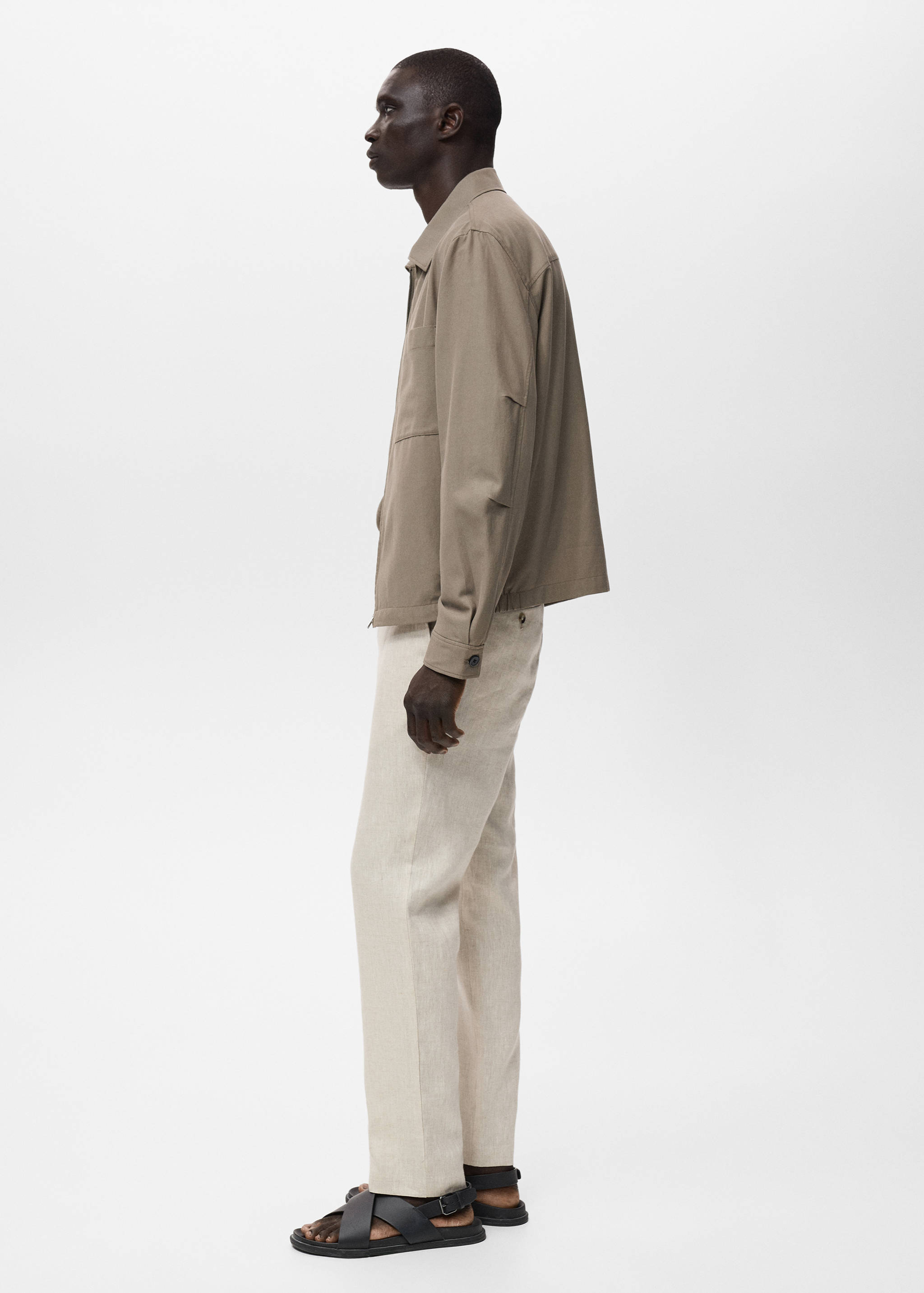Slim-fit 100% linen trousers - Details of the article 2