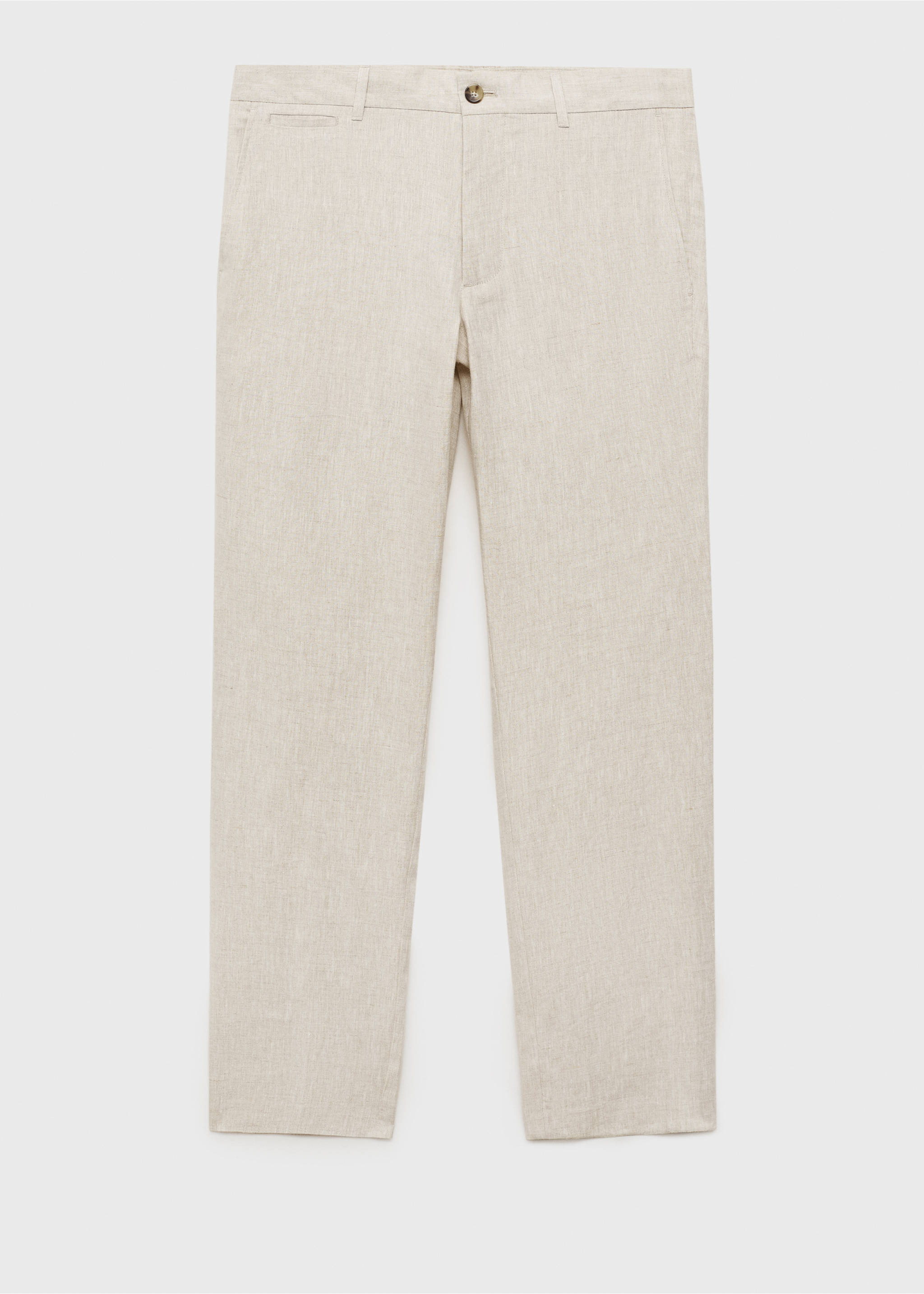 Slim-fit 100% linen trousers - Article without model, Ecru. Ref: 17041143-00.