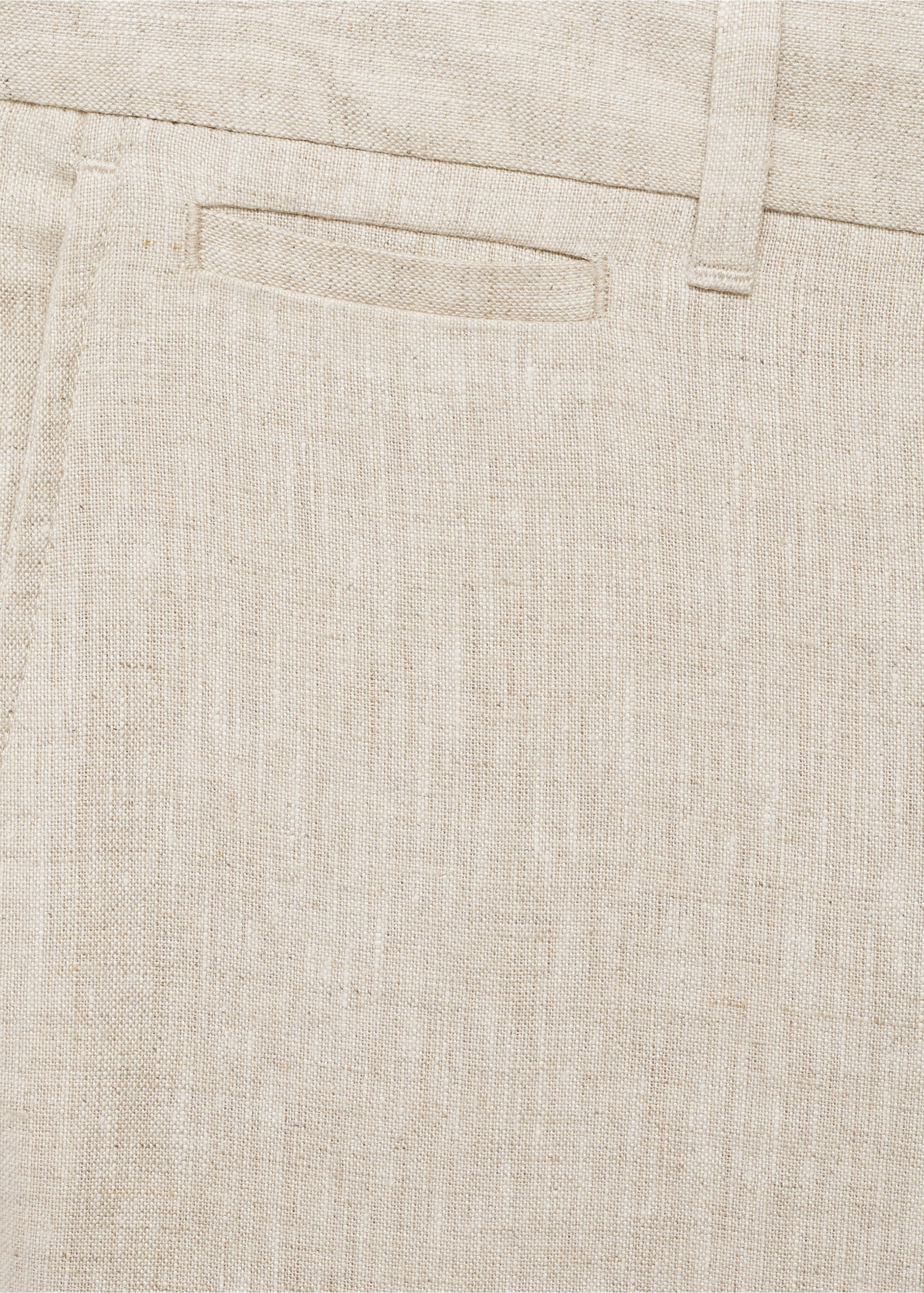 Slim-fit 100% linen trousers - Details of the article 8, Ecru. Ref: 17041143-00.