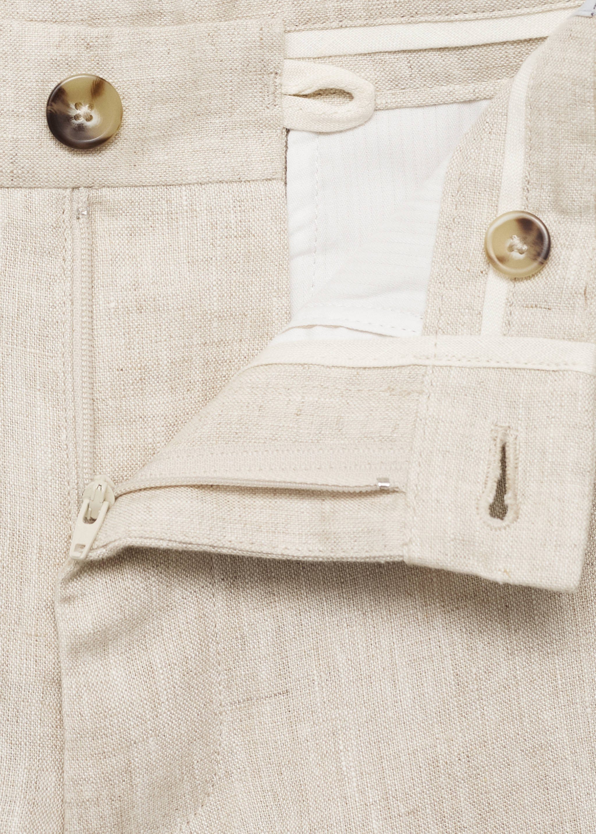 Slim-fit 100% linen trousers - Details of the article 0