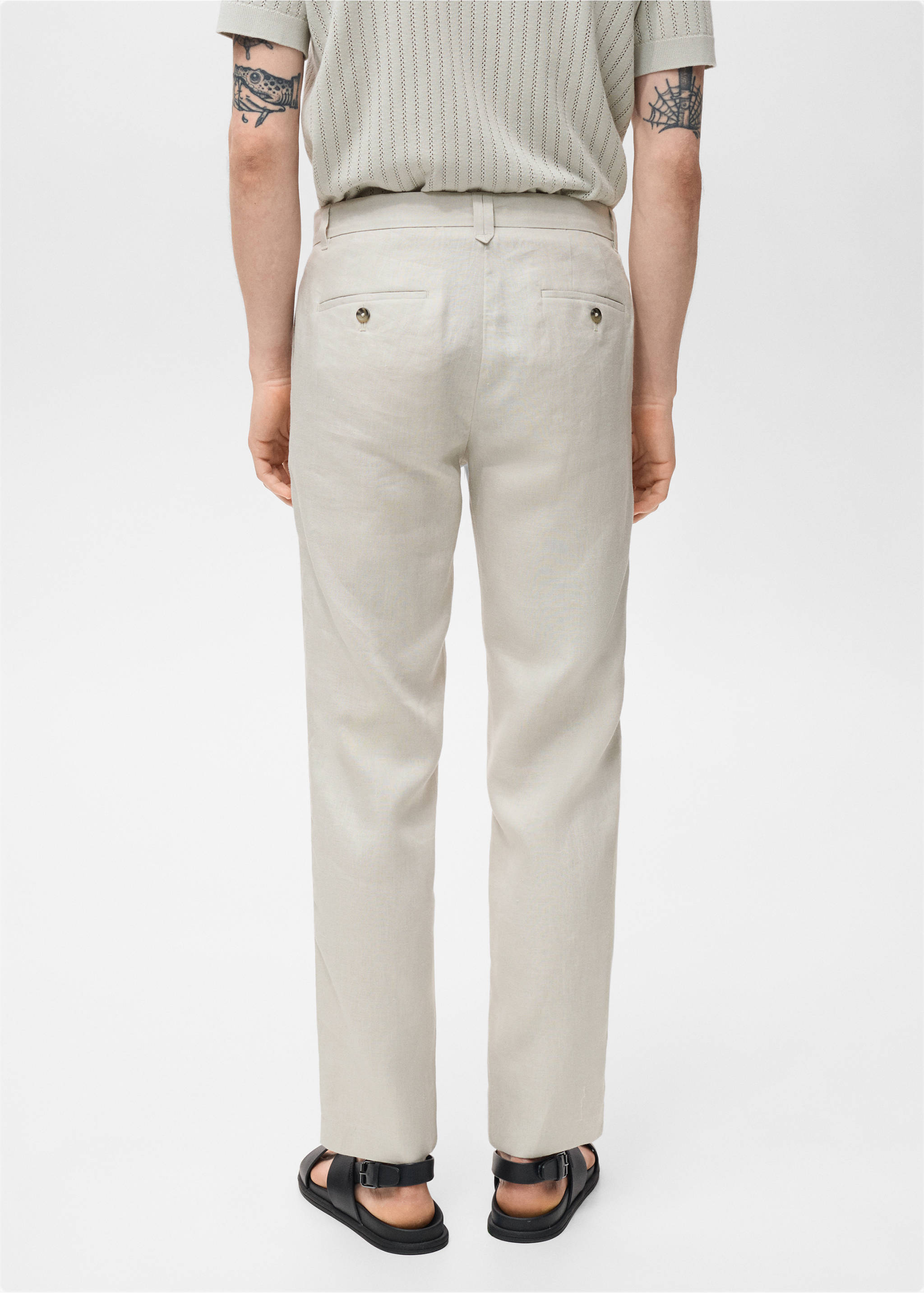 Pantalon 100 % lin slim fit - Verso de l’article, Sable. Ref: 17041143-00.