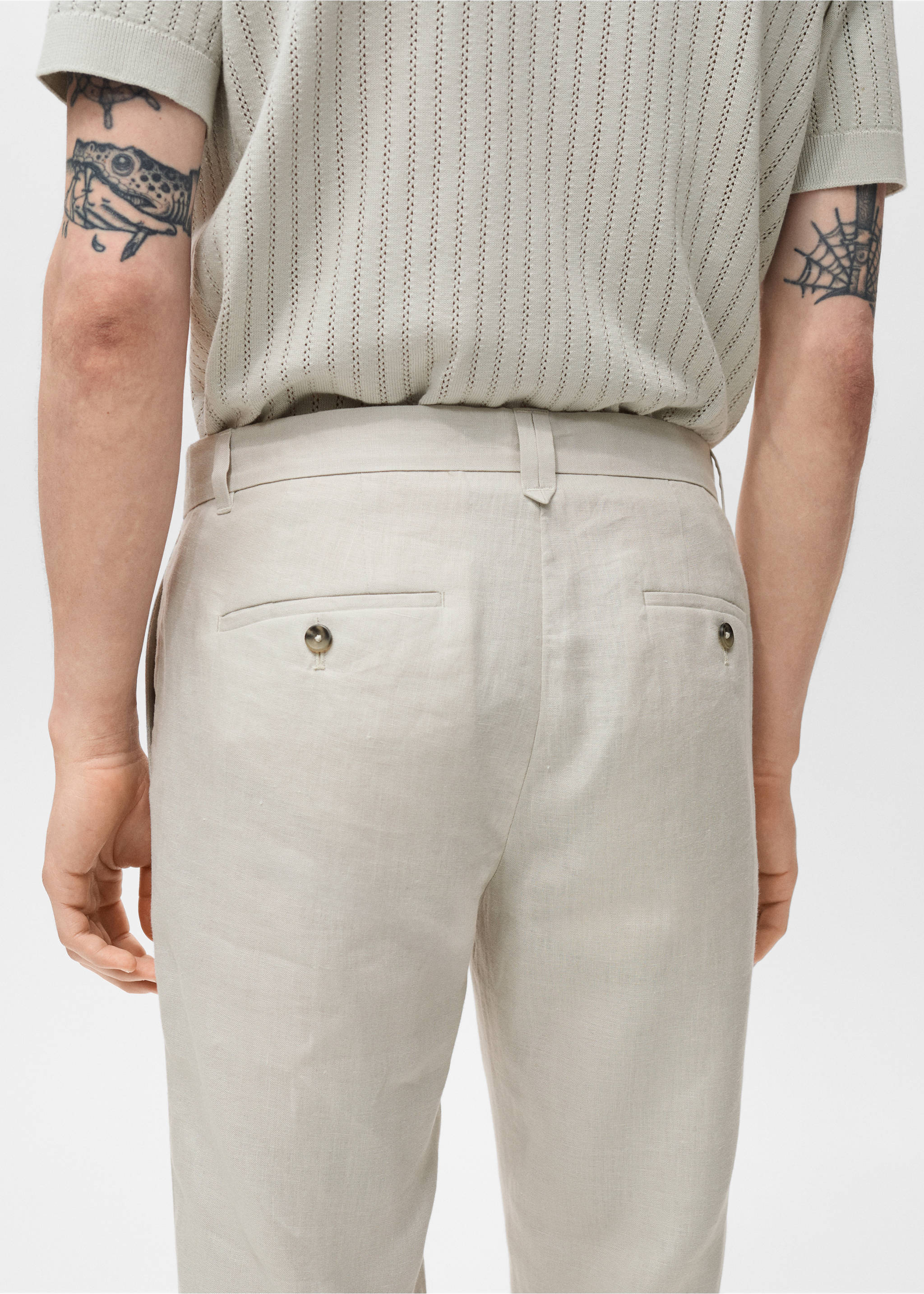 Pantalon 100 % lin slim fit - Détail de l'article 6, Sable. Ref: 17041143-00.