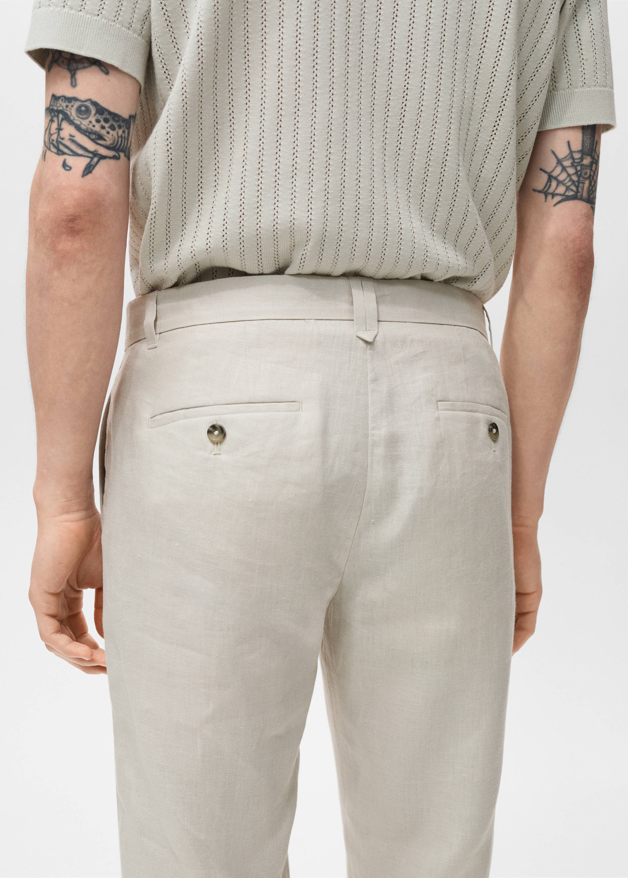 Slim-fit 100% linen trousers - Details of the article 6