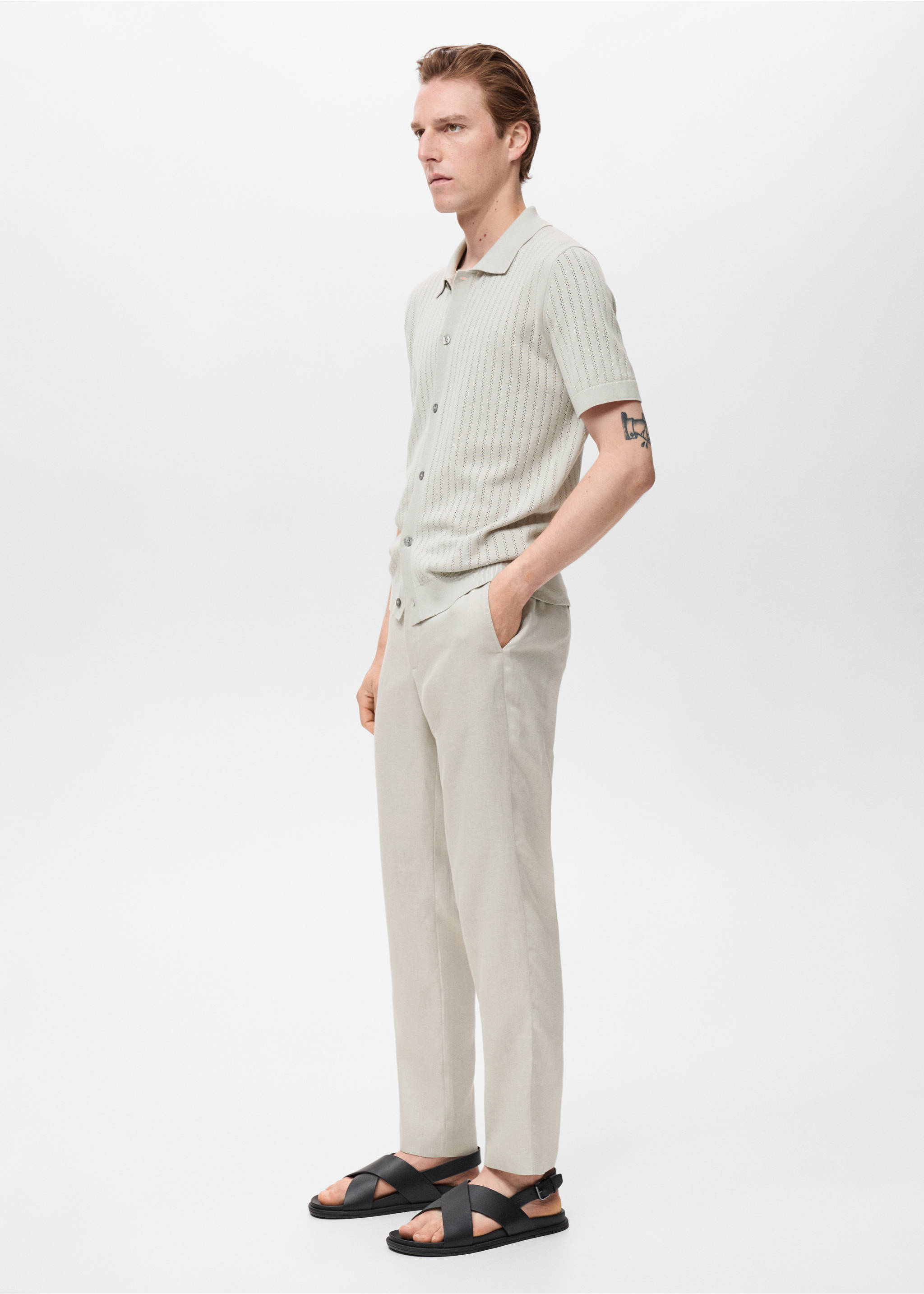 Pantalon 100 % lin slim fit - Détail de l'article 2, Sable. Ref: 17041143-00.
