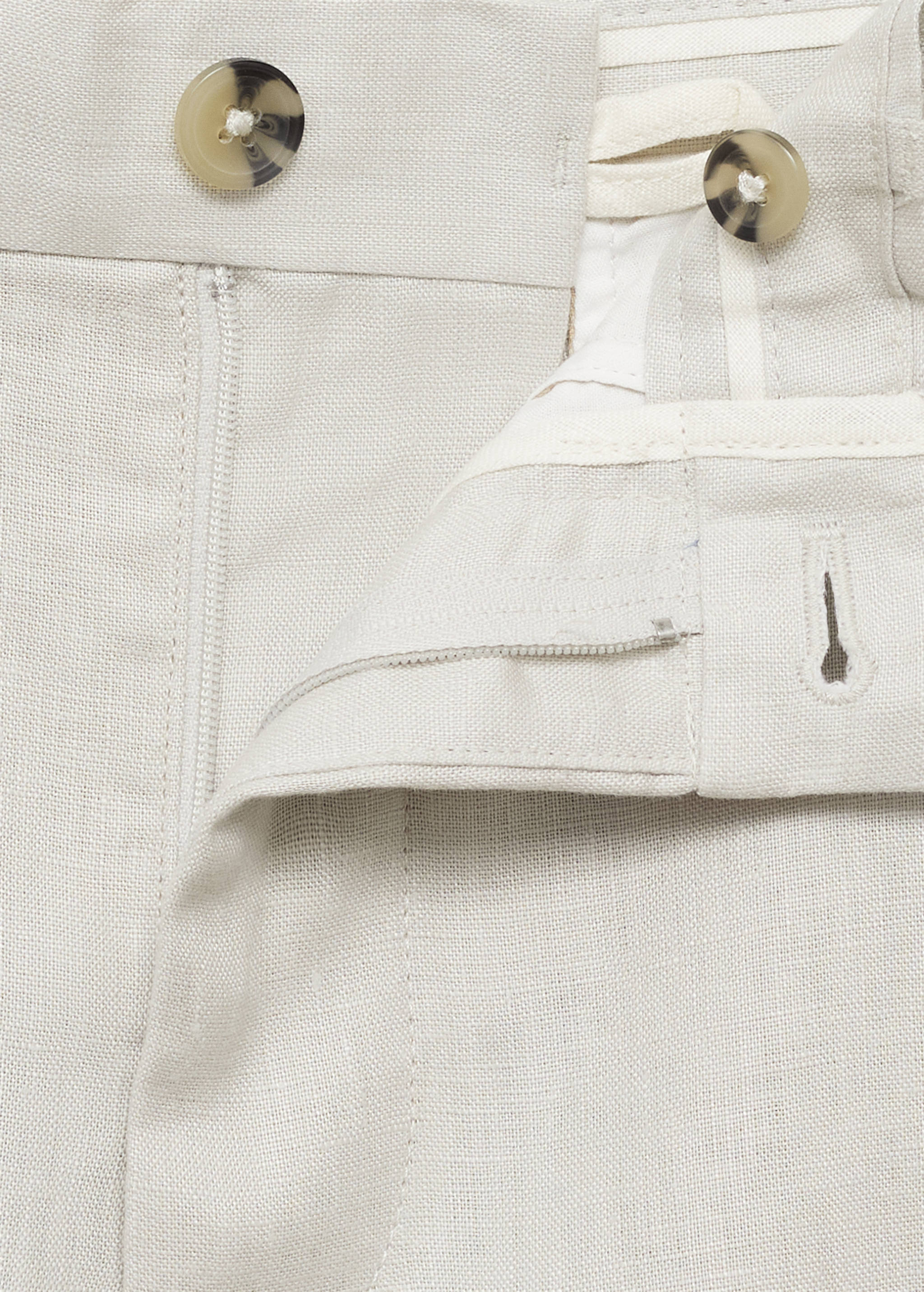 Slim-fit 100% linen trousers - Details of the article 0