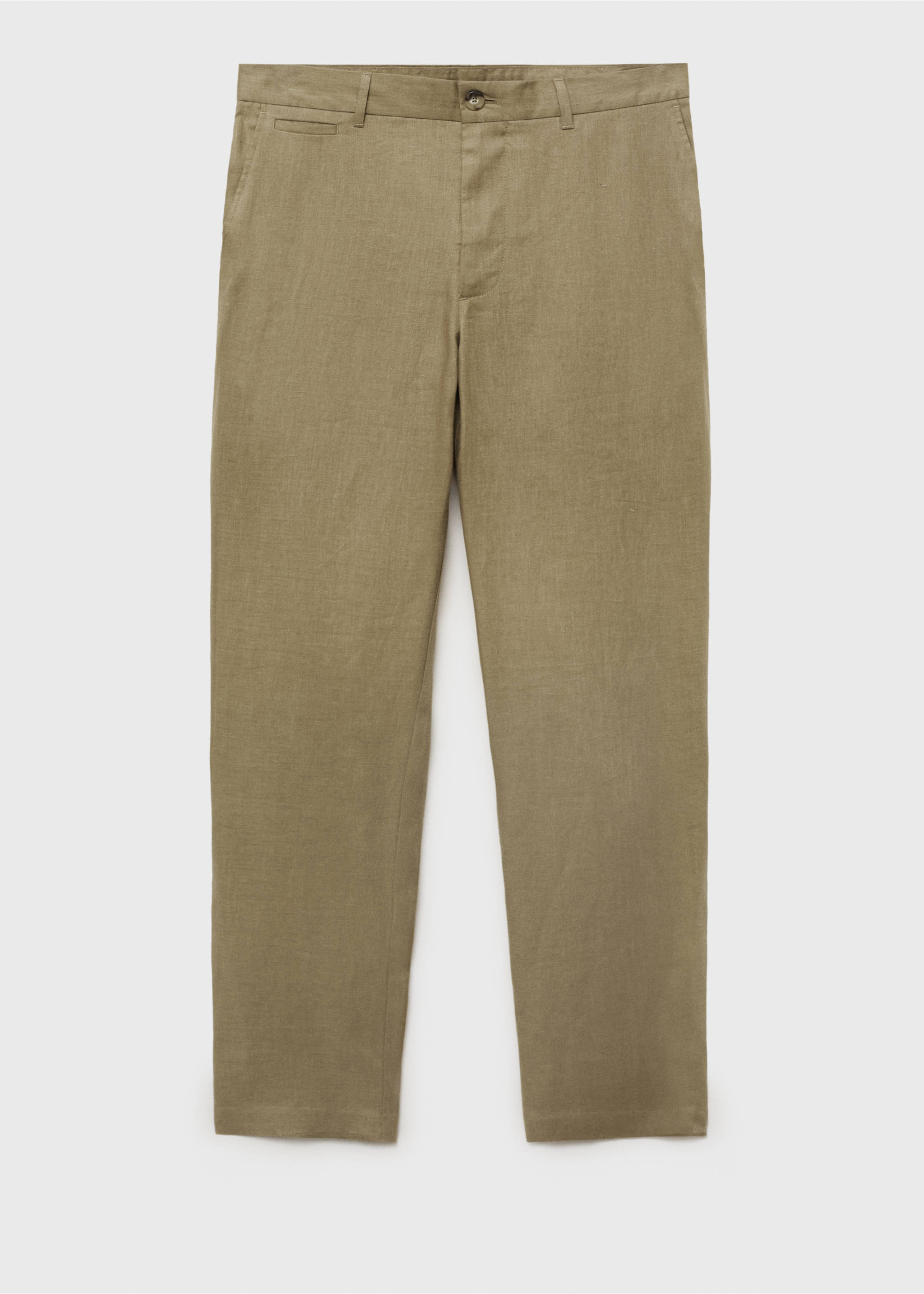 Slim-fit 100% linen trousers - Article without model, Khaki. Ref: 17041143-00.