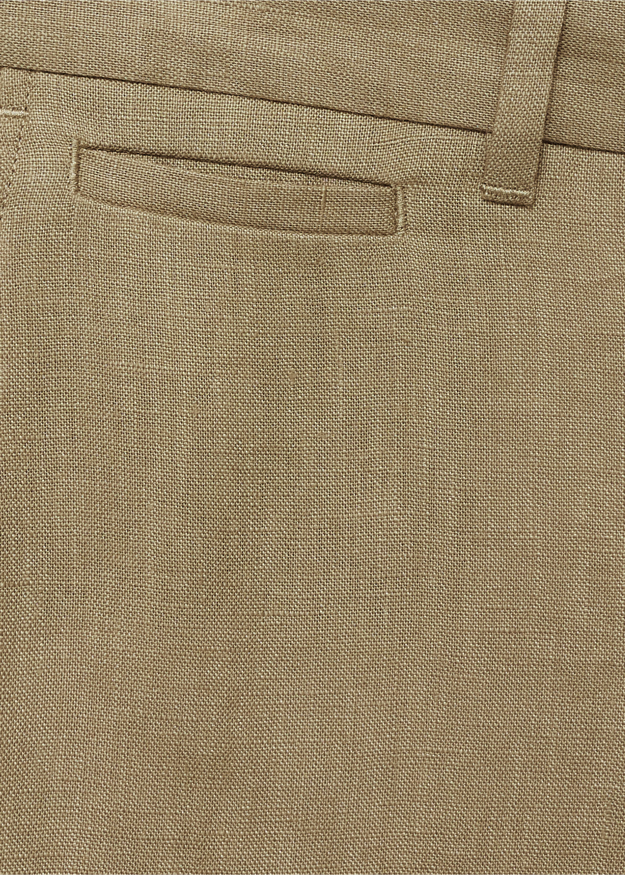 Slim-fit 100% linen trousers - Details of the article 8, Khaki. Ref: 17041143-00.