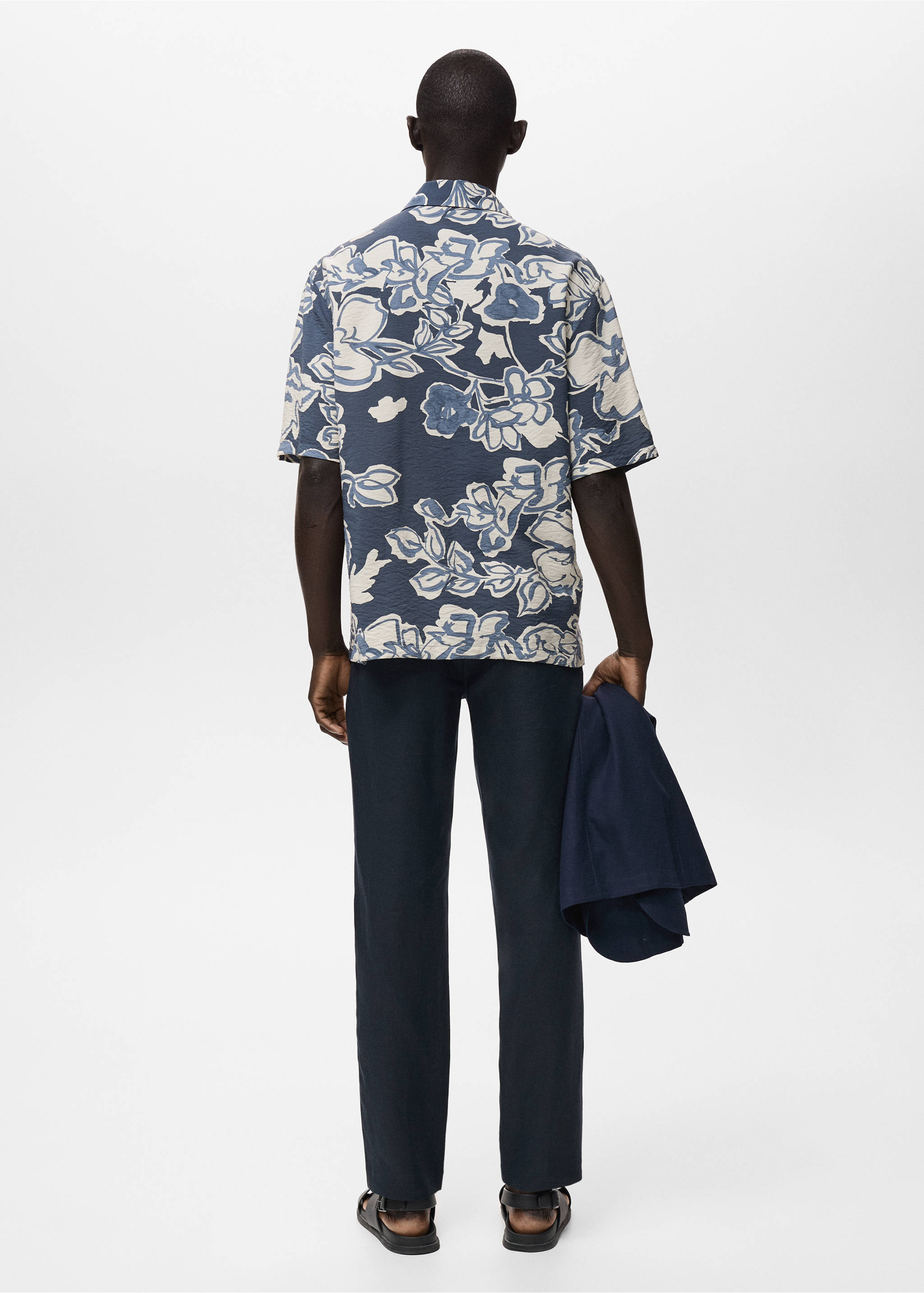 Pantaloni 100% lino slim fit - Retro dell'articolo, Blu marino scuro. Ref: 17041143-00.
