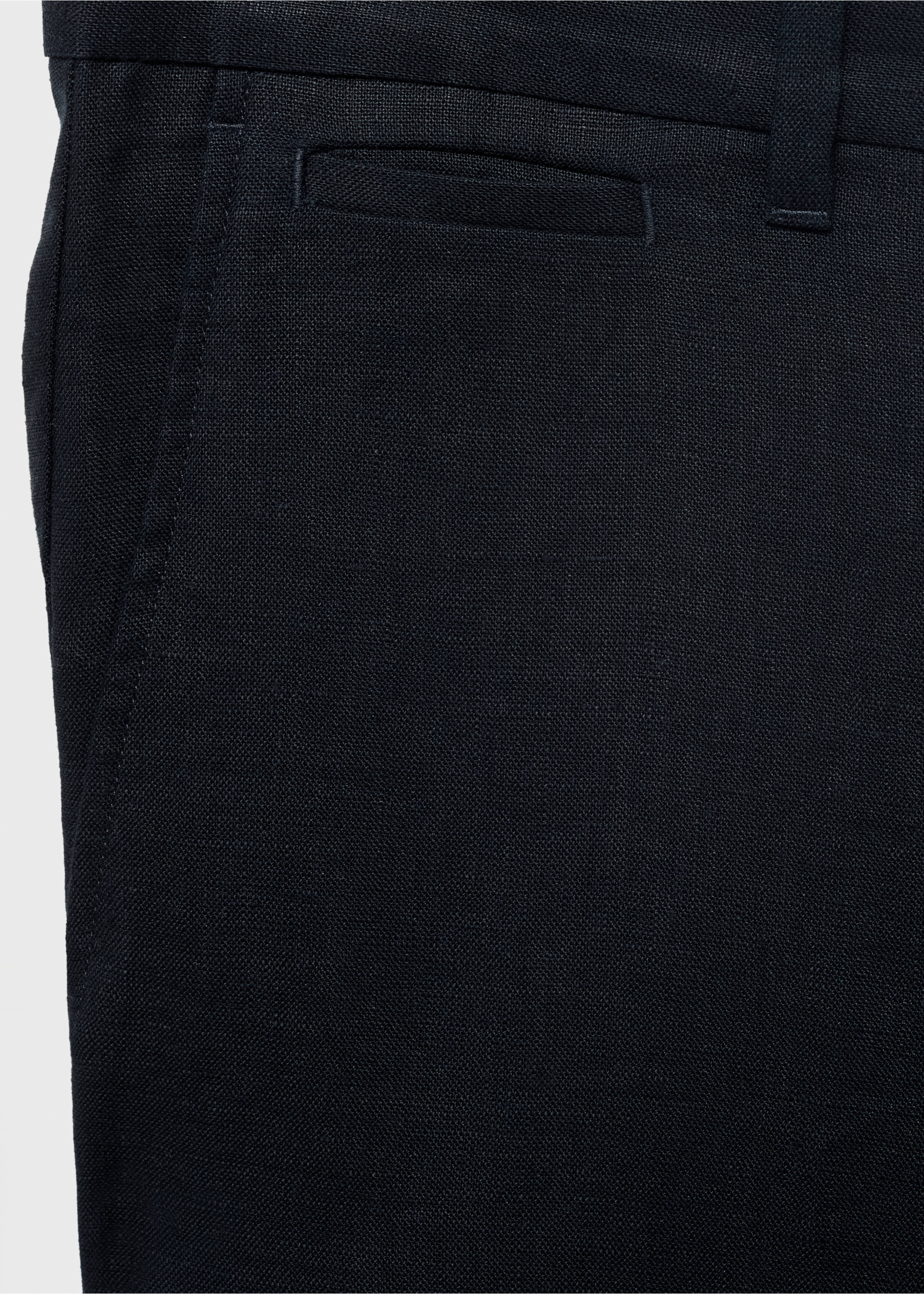 Pantaloni 100% lino slim fit - Dettaglio dell'articolo 8, Blu marino scuro. Ref: 17041143-00.