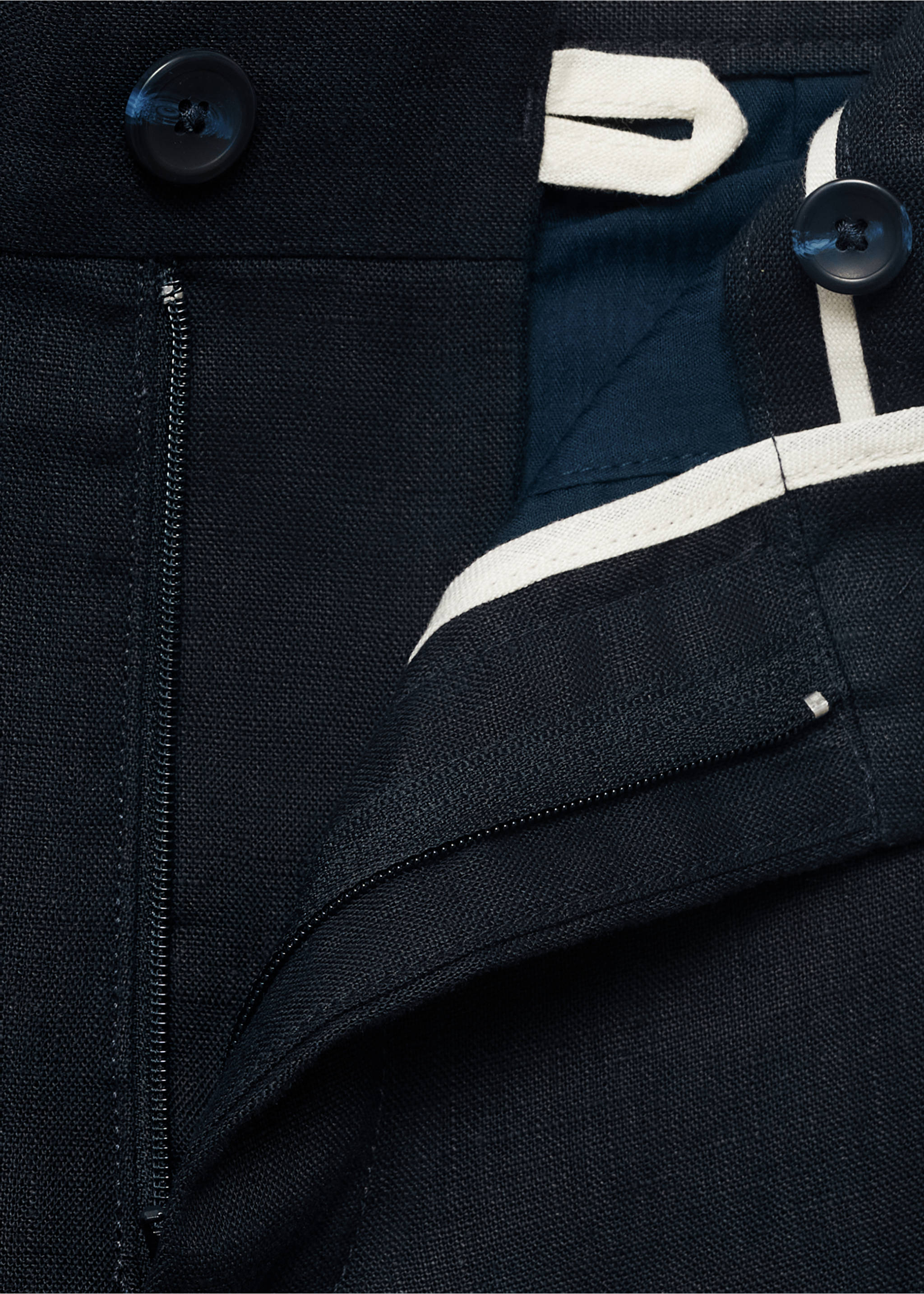 Pantaloni 100% lino slim fit - Dettaglio dell'articolo 0, Blu marino scuro. Ref: 17041143-00.