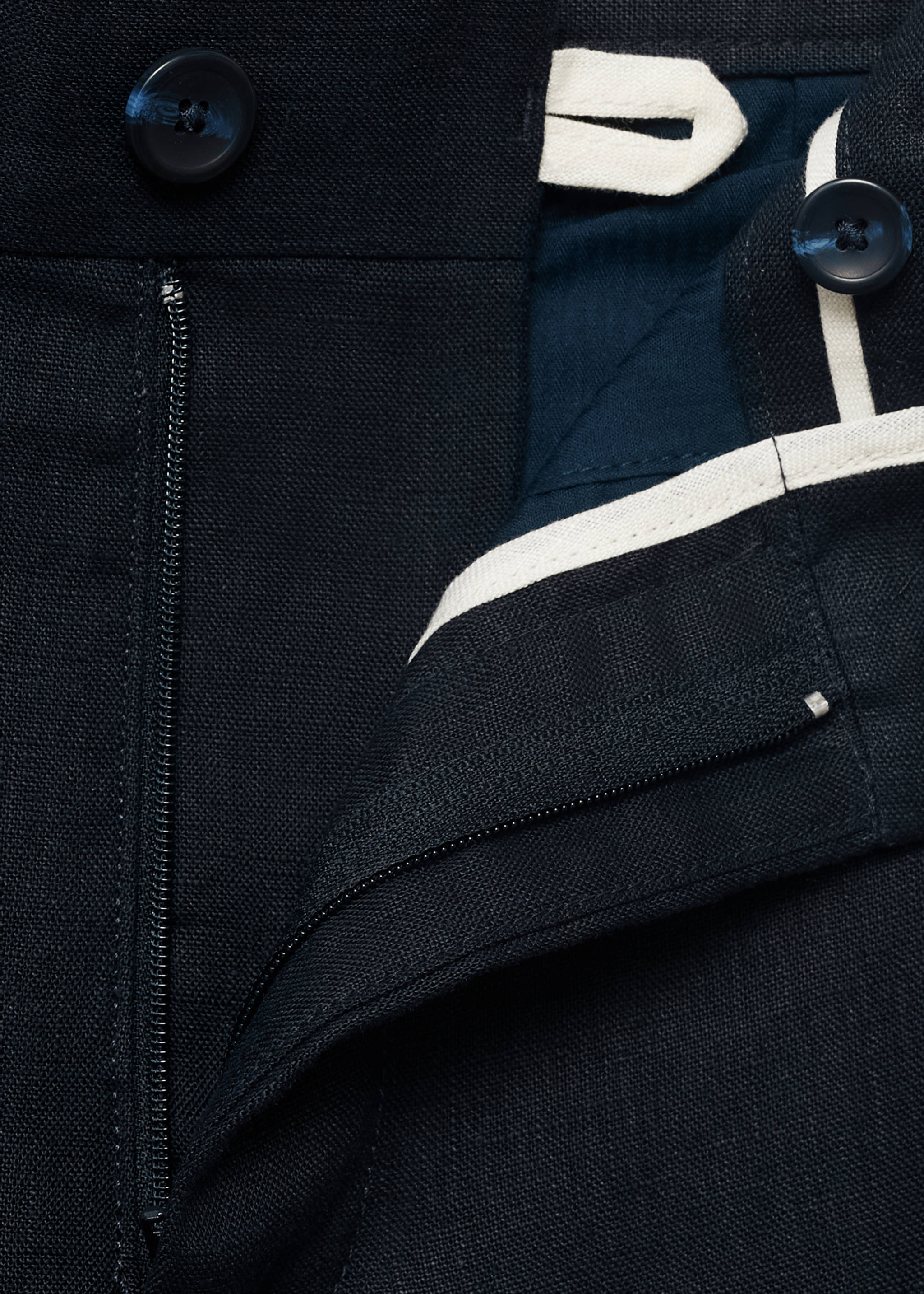 Slim-fit 100% linen trousers - Details of the article 0