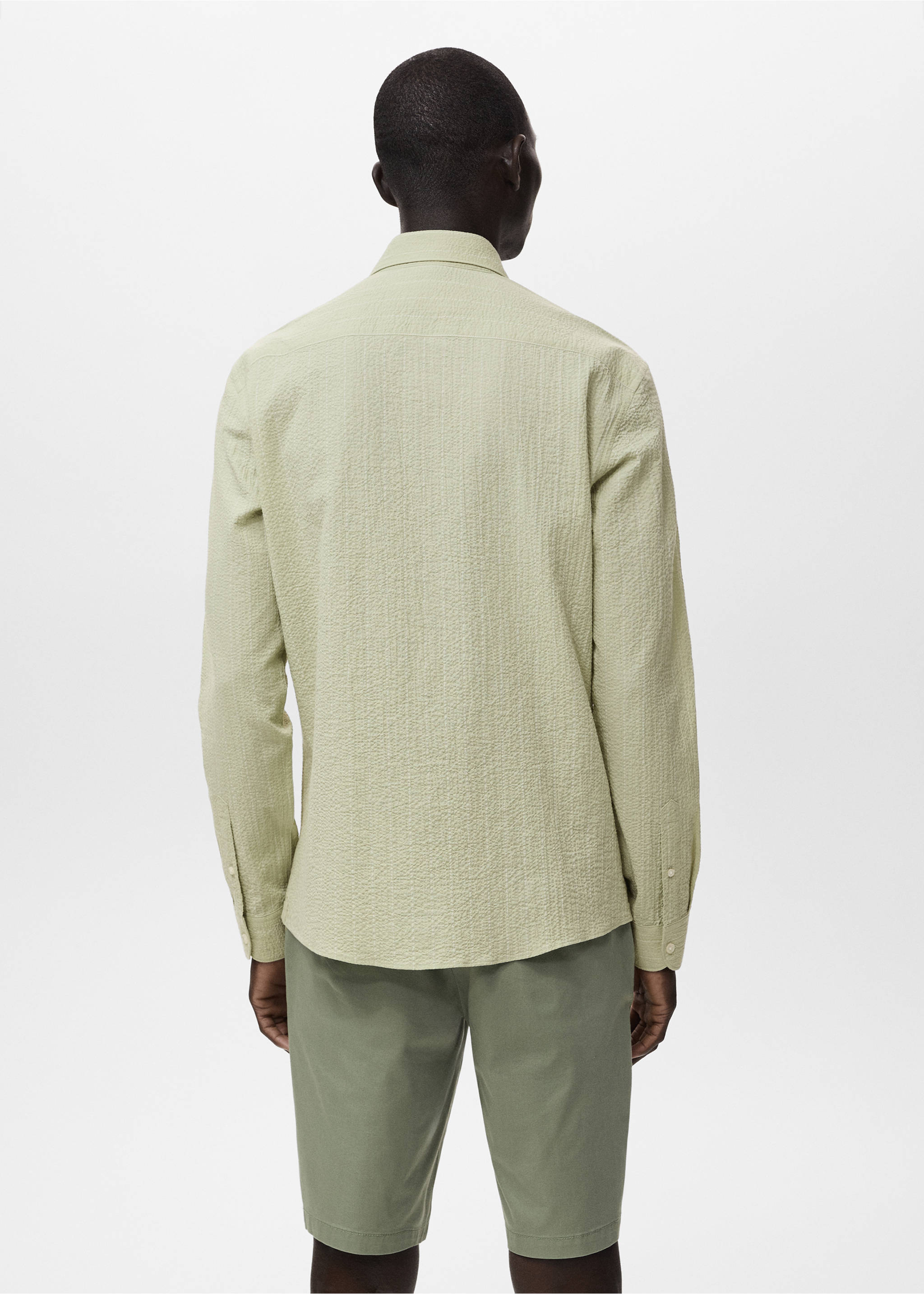 Chemise regular-fit texturée rayures - Verso de l’article, Vert pastel. Ref: 17041148-00.