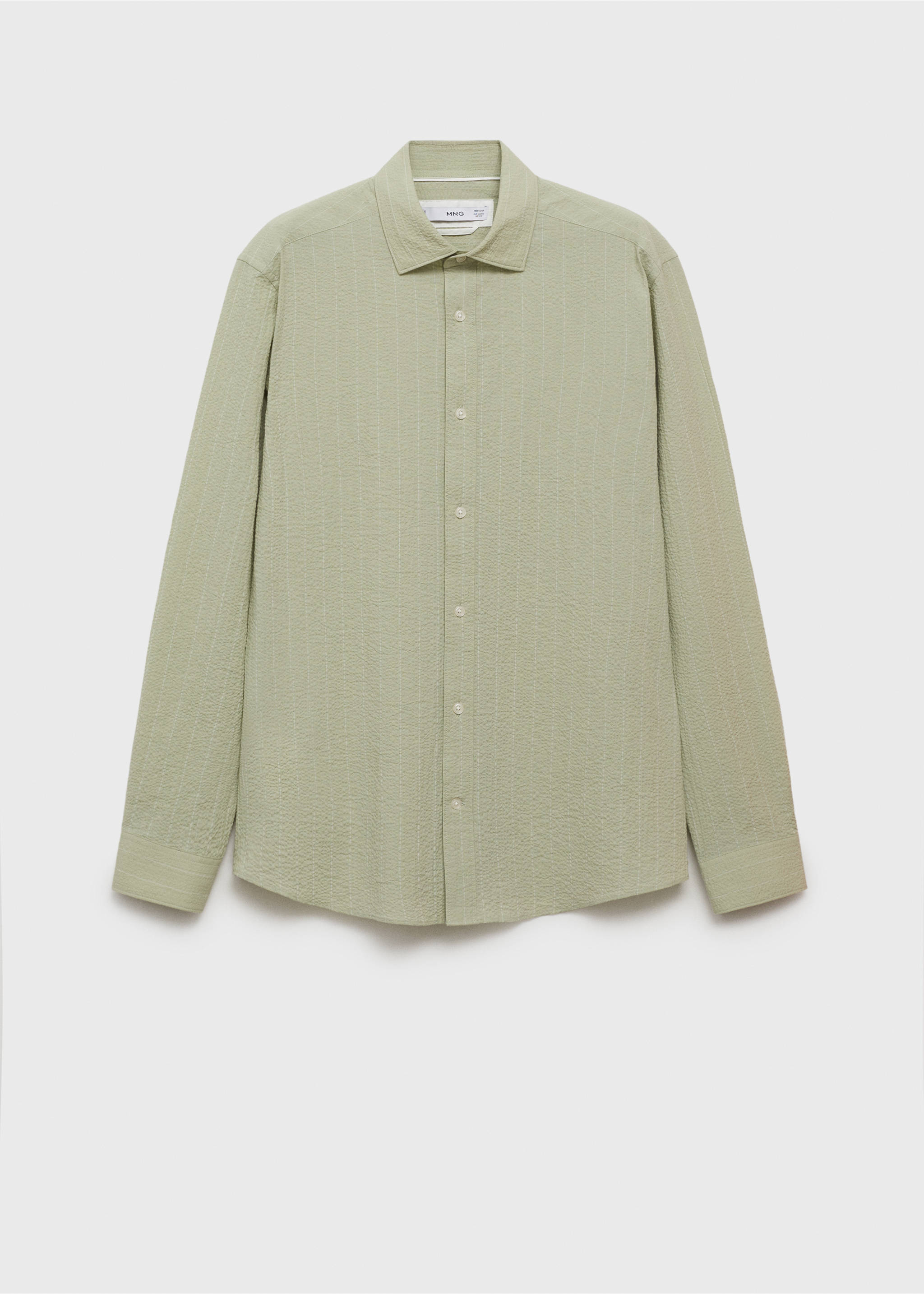 Chemise regular-fit texturée rayures - Article sans modèle, Vert pastel. Ref: 17041148-00.