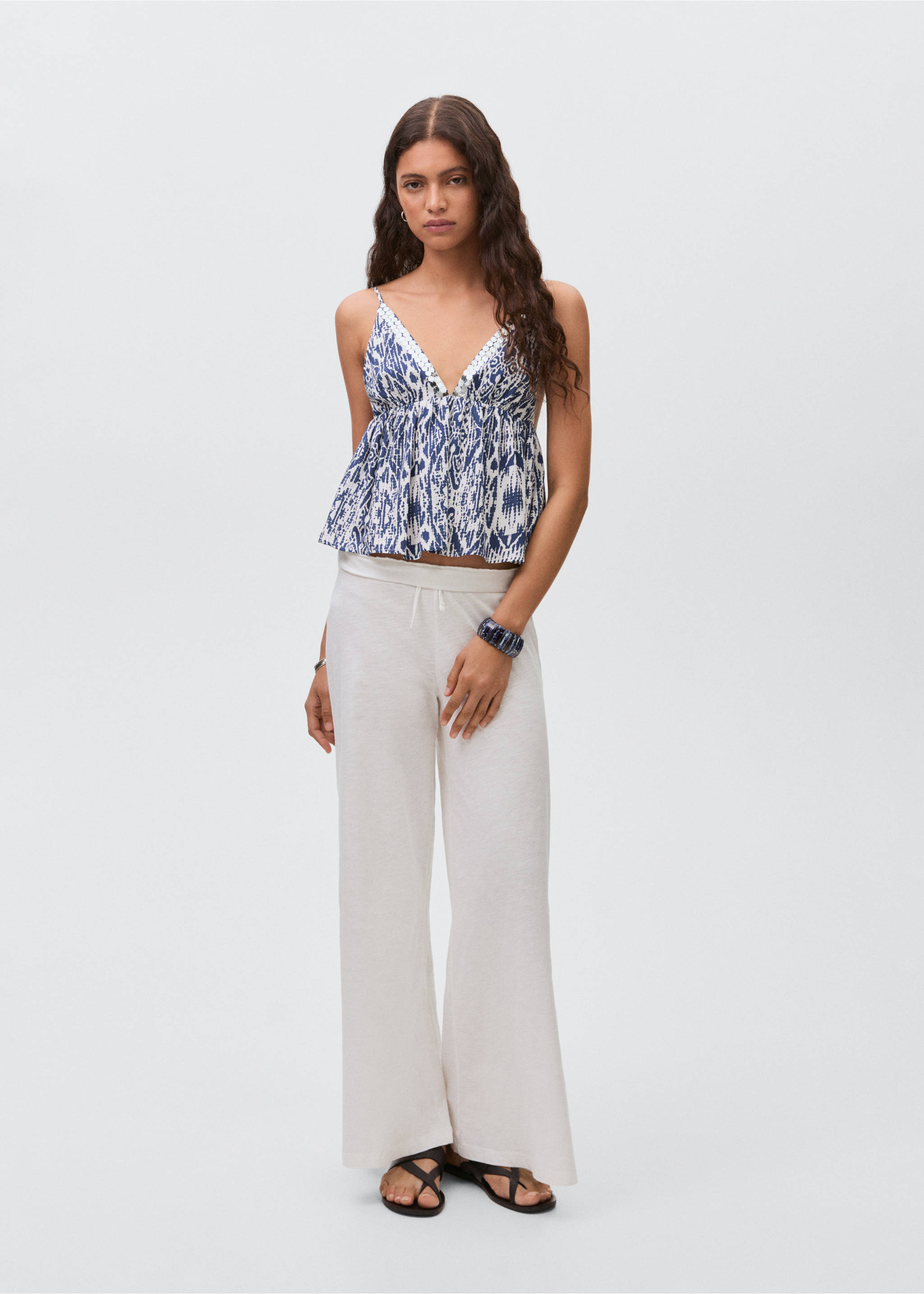 Sequin-print top - General plane, Navy. Ref: 17041149-00.