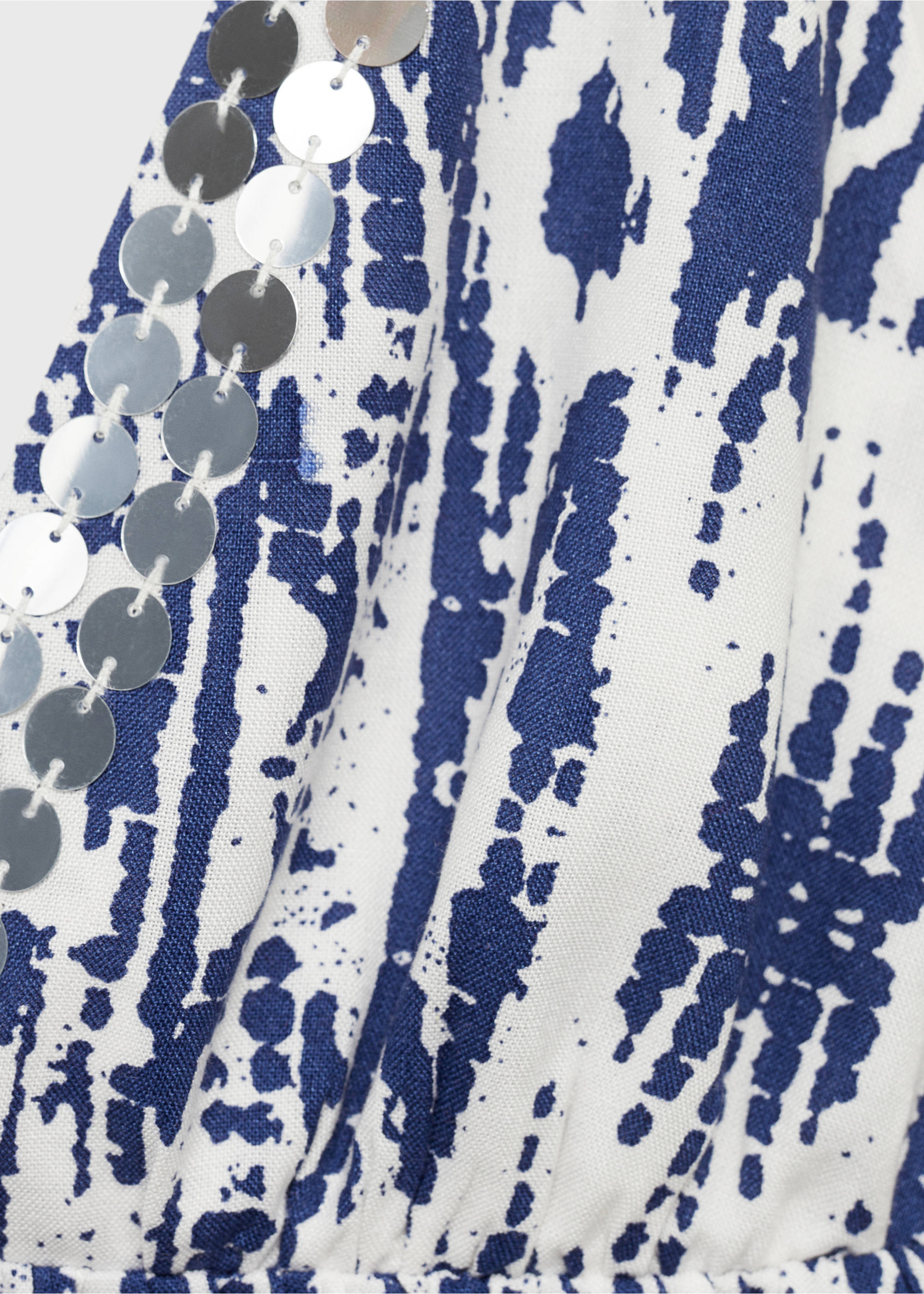 Sequin-print top - Details of the article 8, Navy. Ref: 17041149-00.