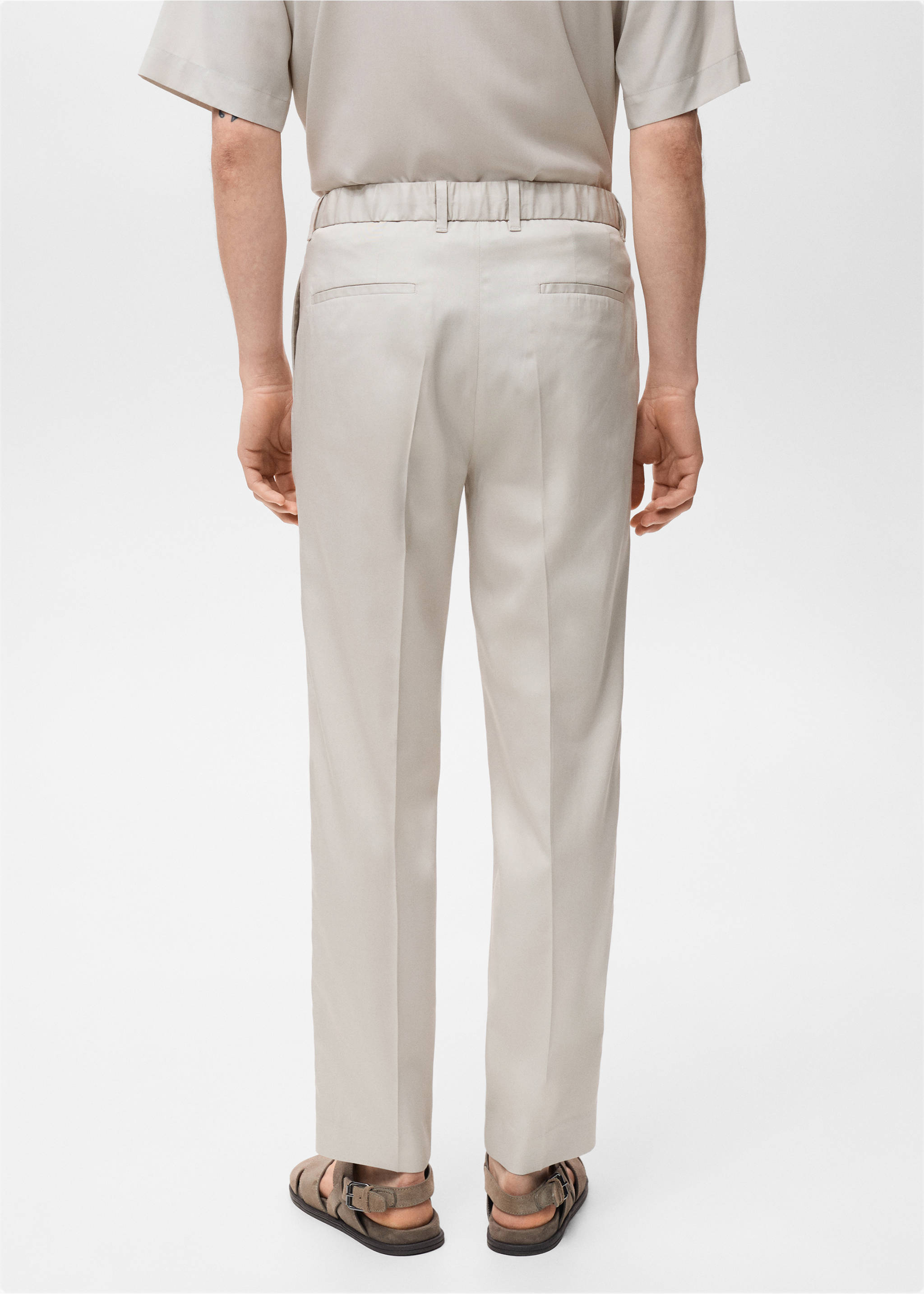 Joggingbroek van katoen en lyocell - Achterkant van het artikel, IJsgrijs. Ref: 17041150-00.