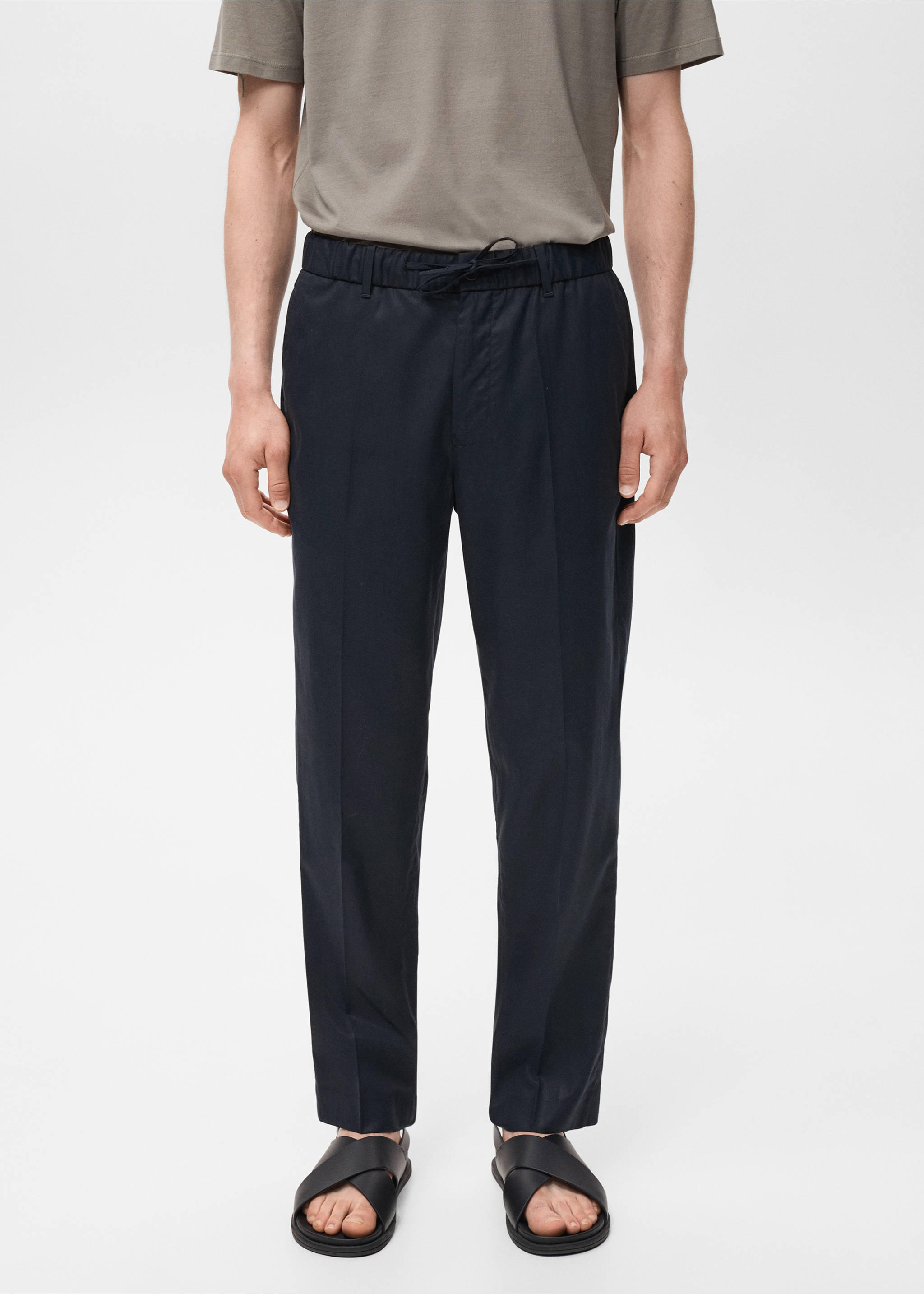 Pantalon jogging coton Lyocell - Plan moyen, Bleu marine. Ref: 17041150-00.