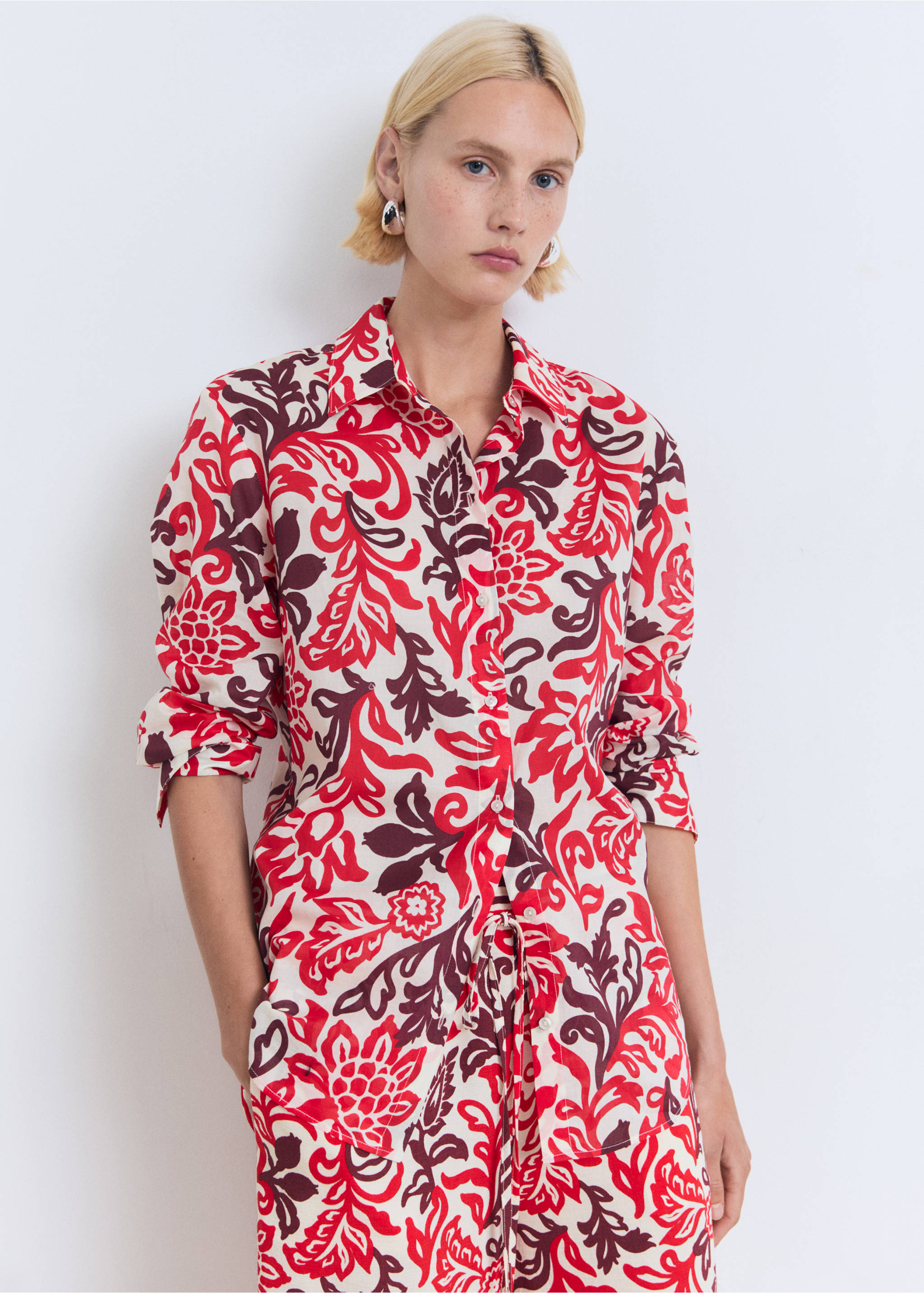 Printed cotton shirt - Medium plane, Off White. Ref: 17041151-00.