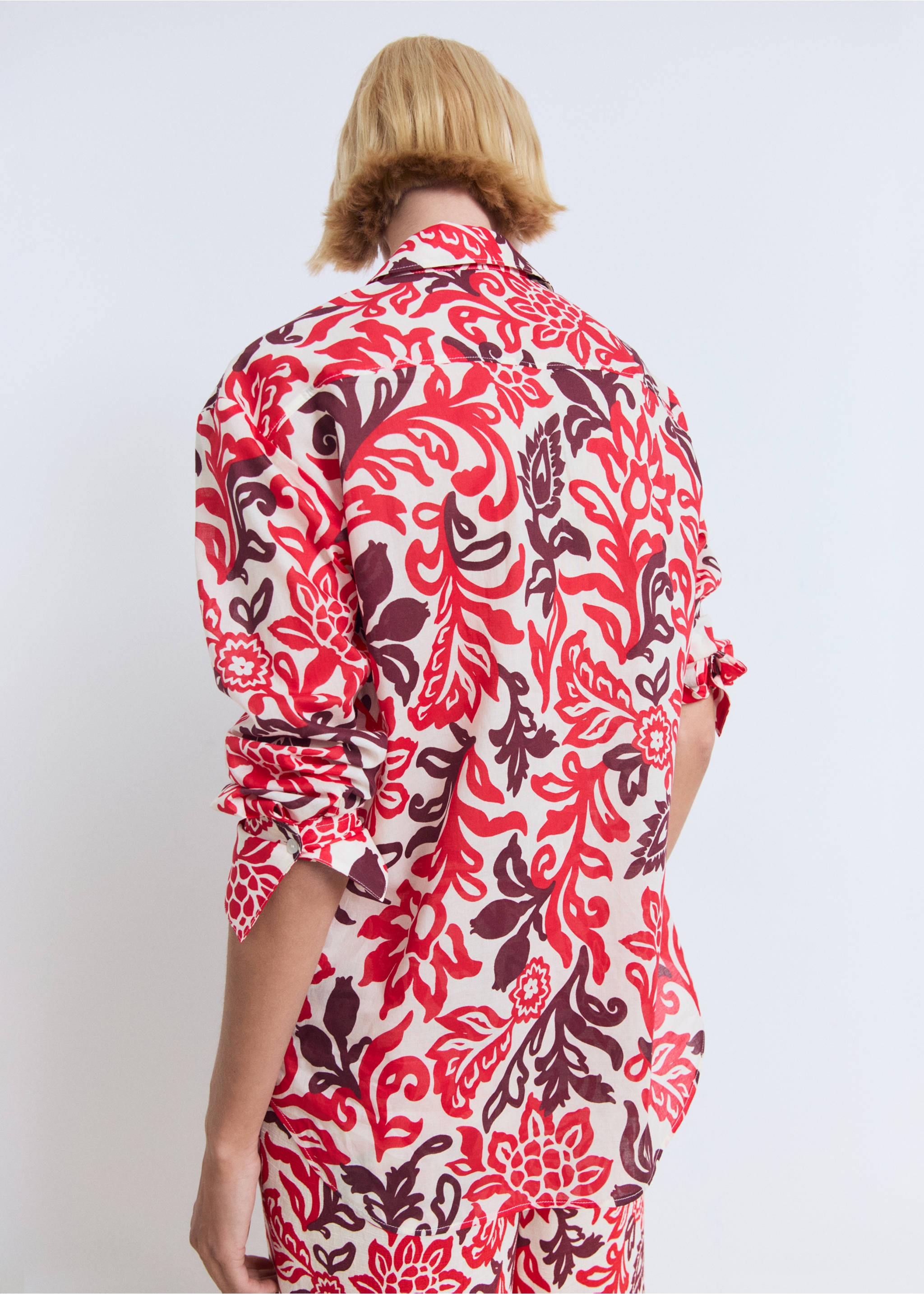 Printed cotton shirt - Reverse of the article, Off White. Ref: 17041151-00.