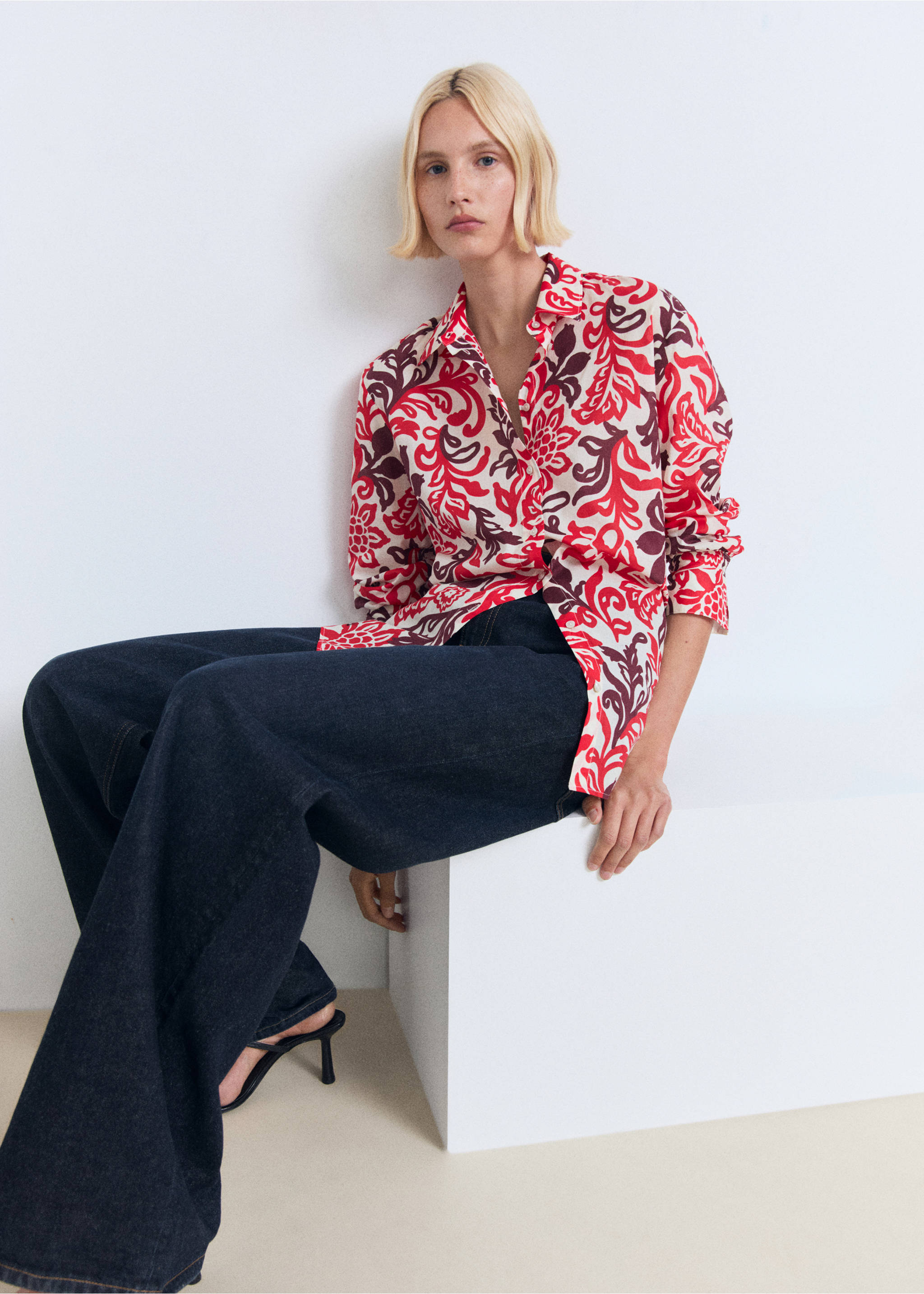 Printed cotton shirt - Details of the article 2, Off White. Ref: 17041151-00.